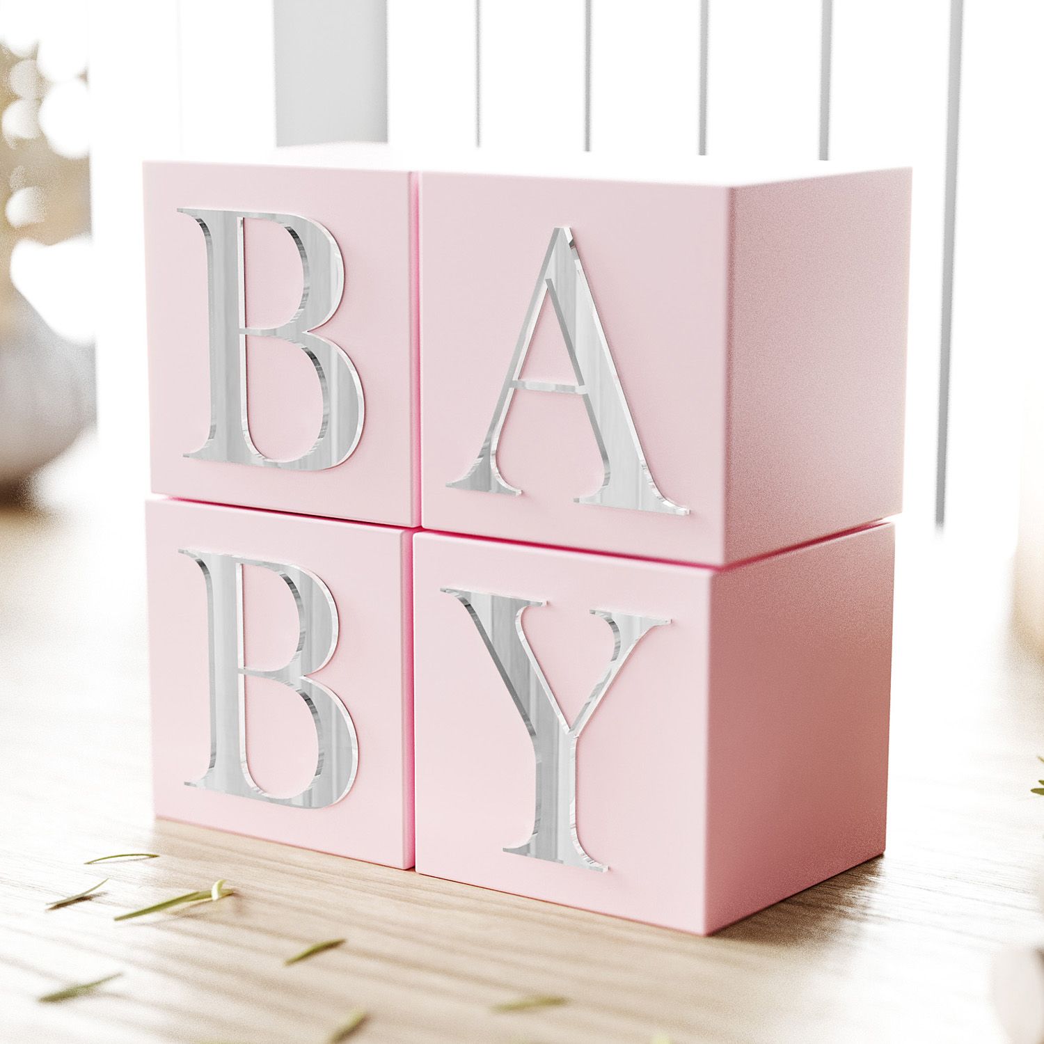 Cubo Decorativo Personalizado Letra A MDF Espelhado Rosa 8cm