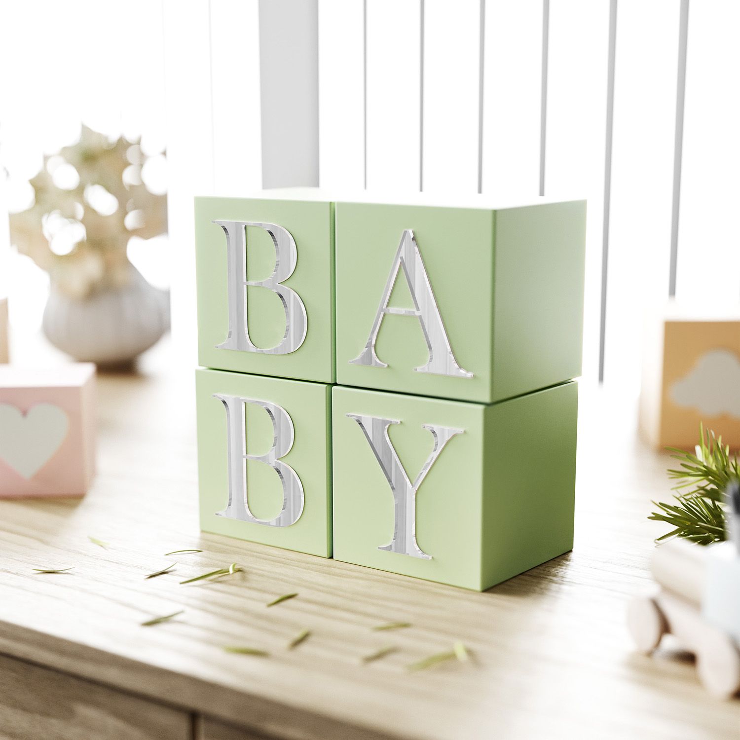 Cubo Decorativo Personalizado Letra A MDF Espelhado Rosa 8cm