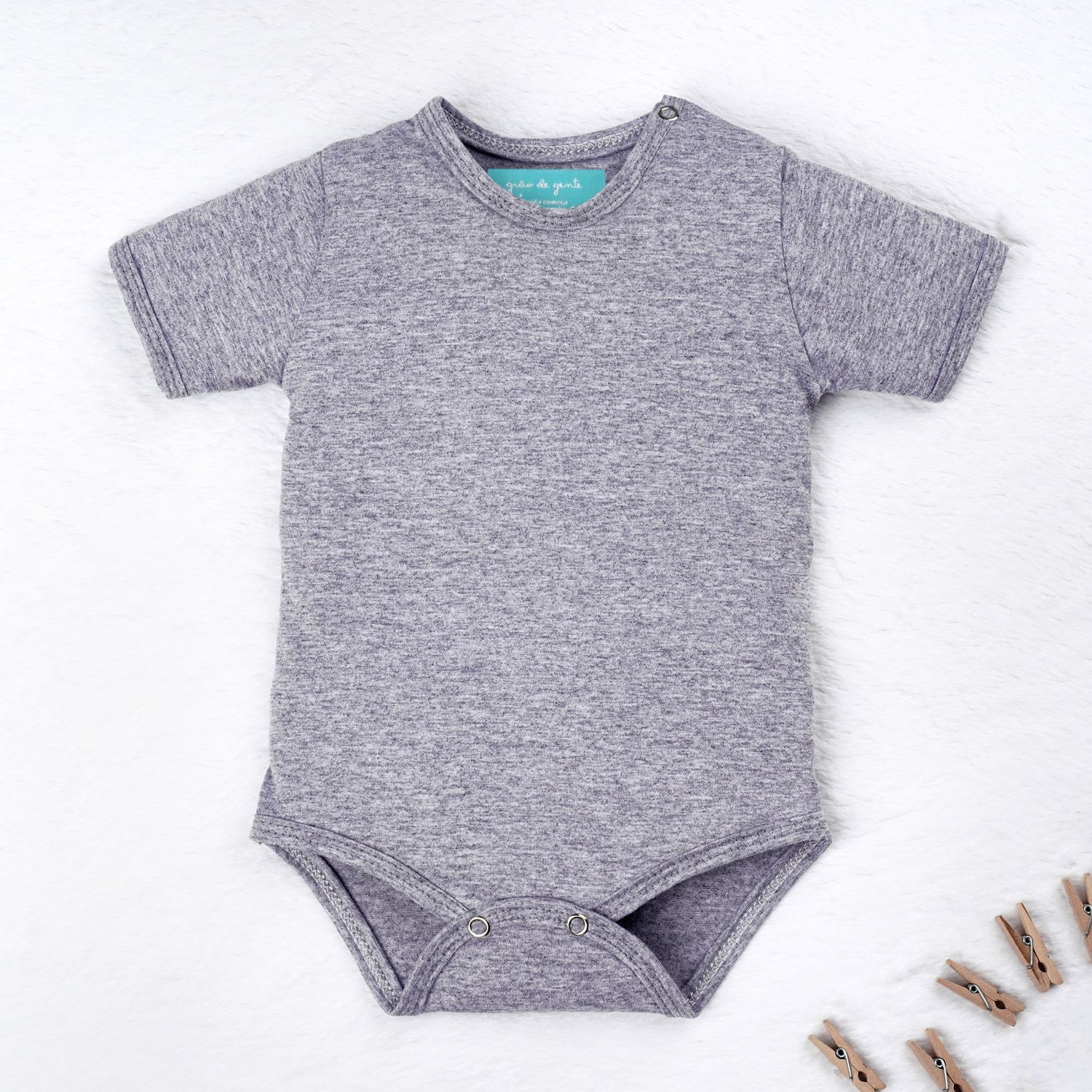 Body Manga Curta Baby Basics Azul Bebê
