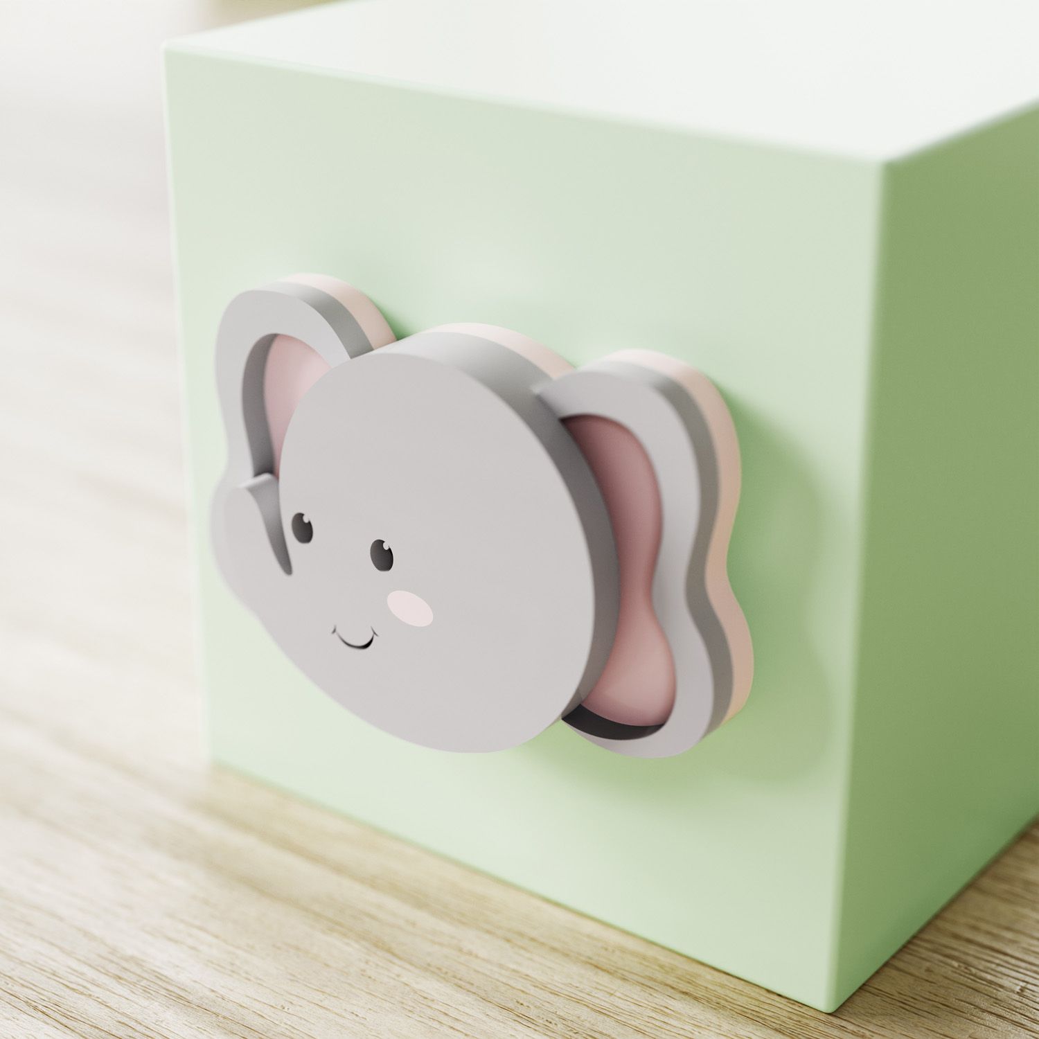 Cubo Decorativo Amiguinho Elefante MDF Rosa