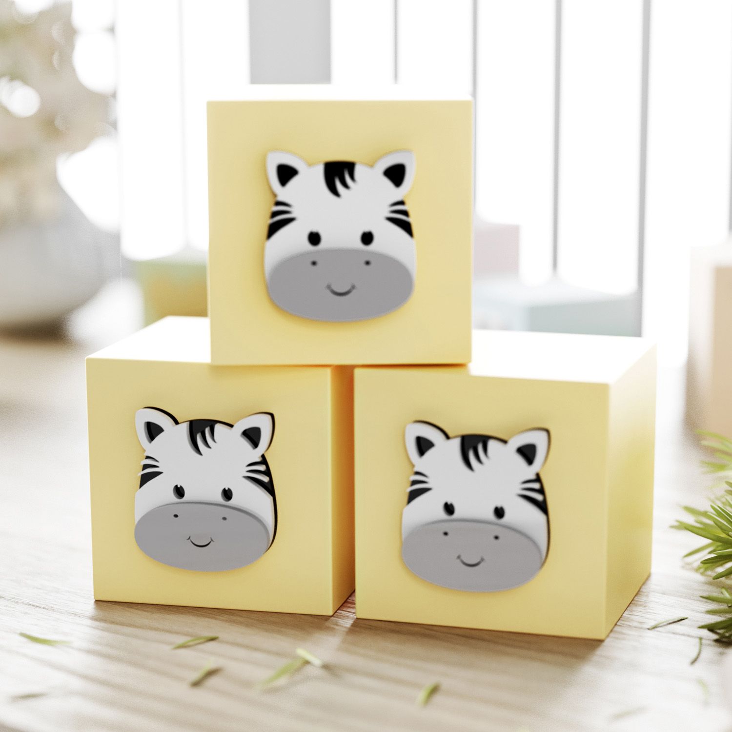 Cubo Decorativo Amiguinho Zebra MDF Rosa