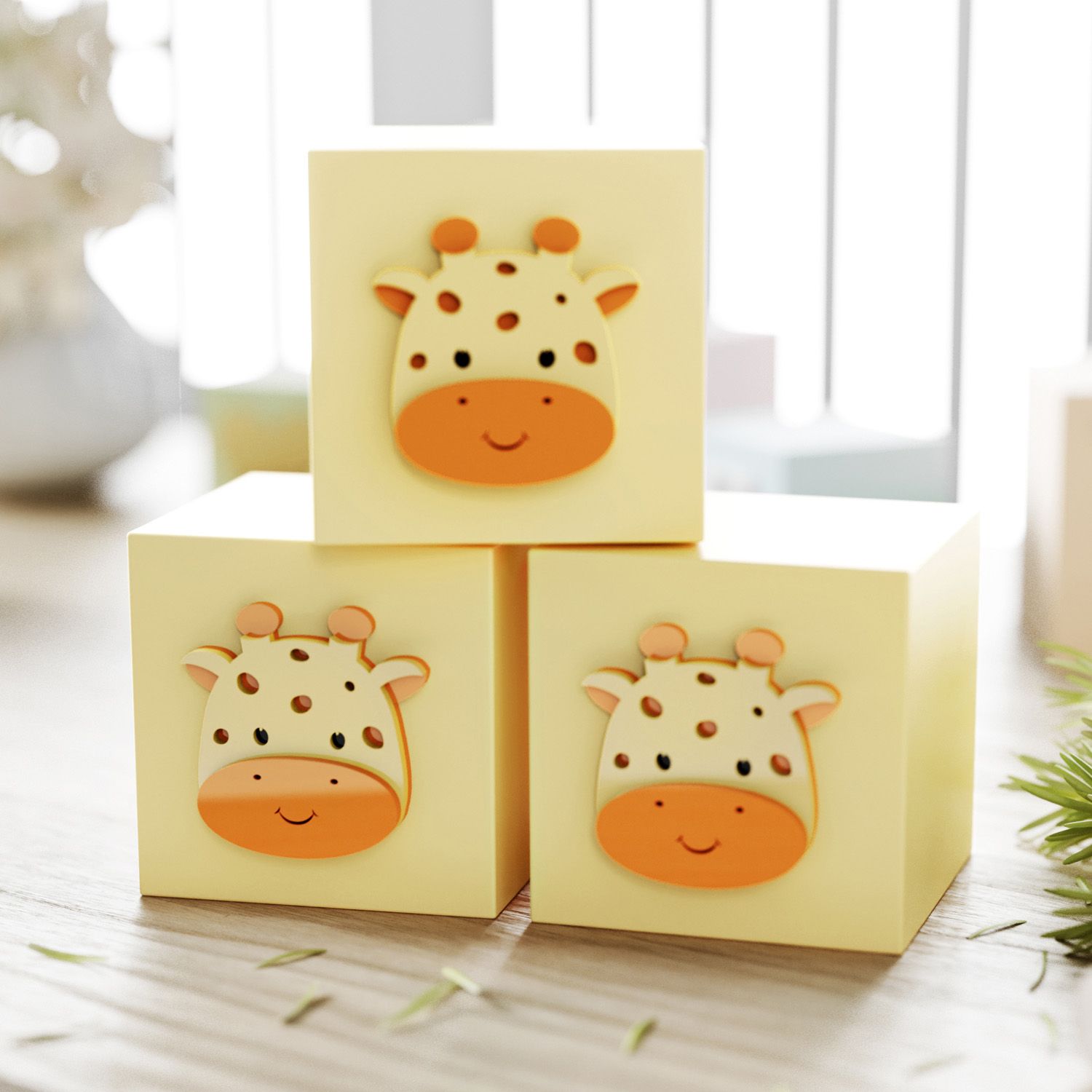 Cubo Decorativo Amiguinha Girafa MDF Rosa