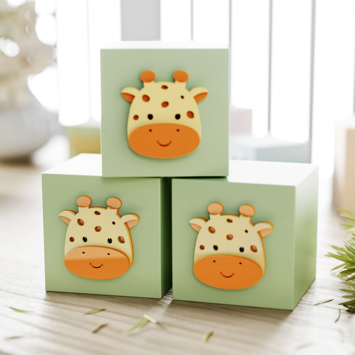 Cubo Decorativo Amiguinha Girafa MDF Rosa