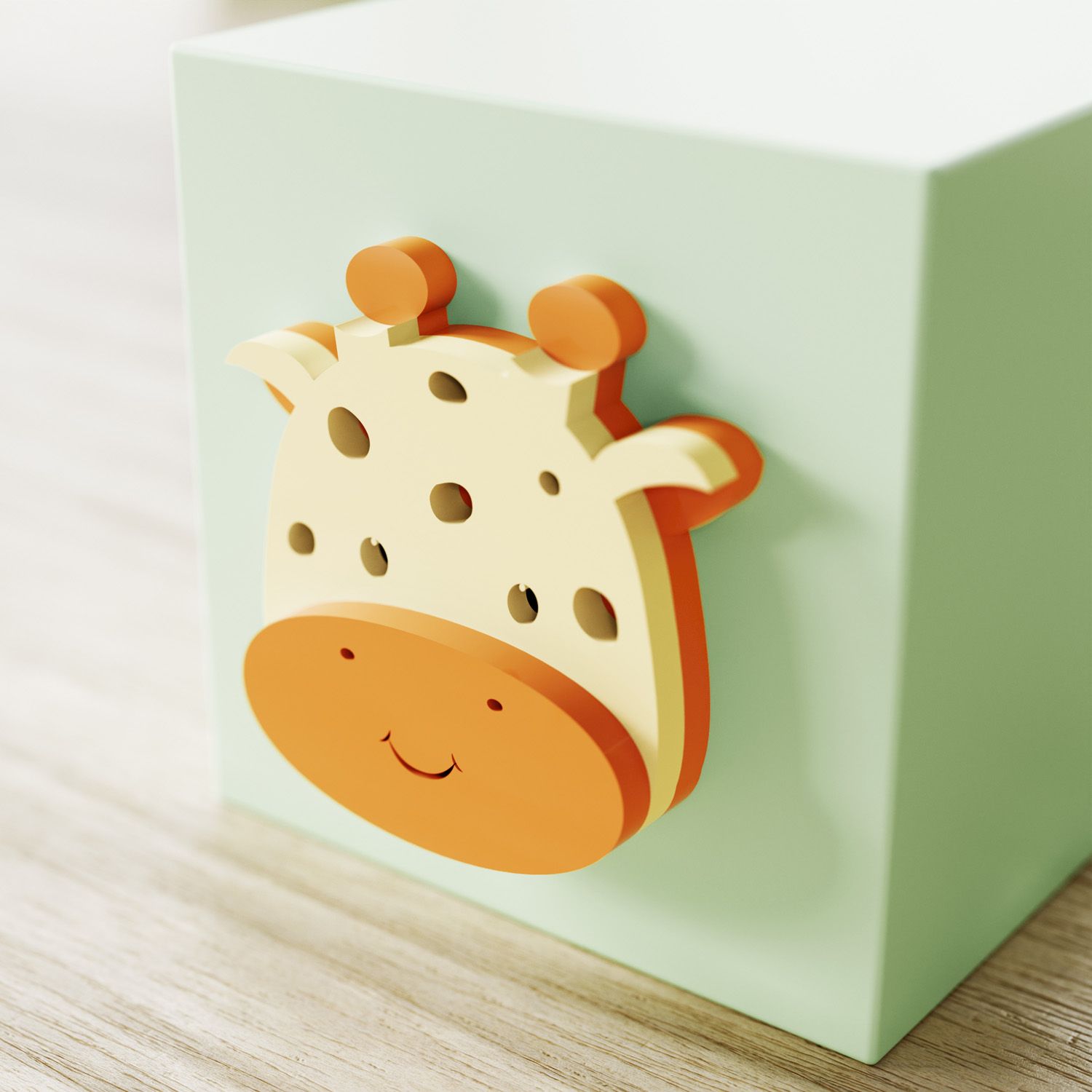 Cubo Decorativo Amiguinha Girafa MDF Rosa