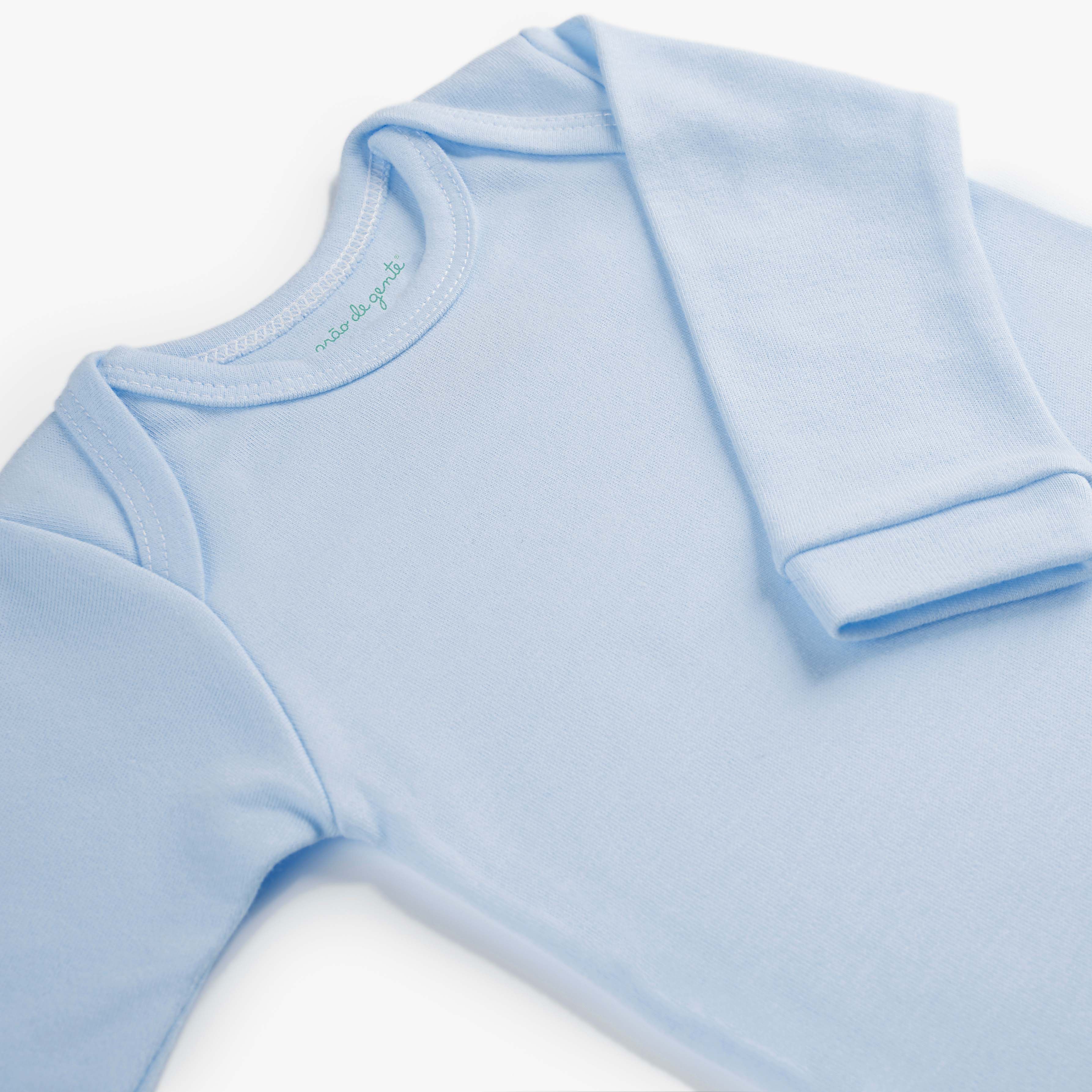 Macacão Longo Comfort em Algodão Egípcio Azul Bebê