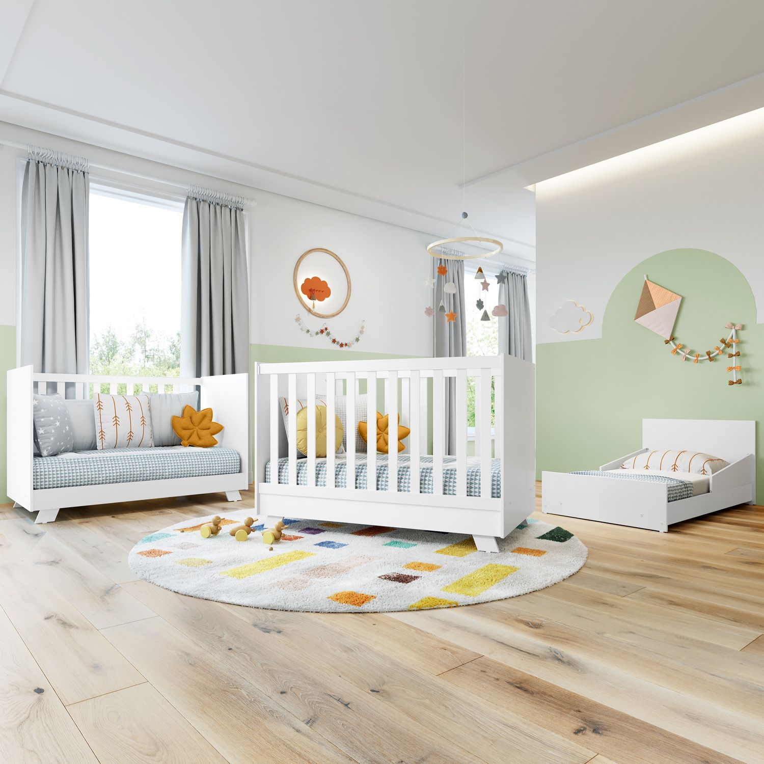 Berço Americano Branco e Amadeirado Retrô - imagem 2