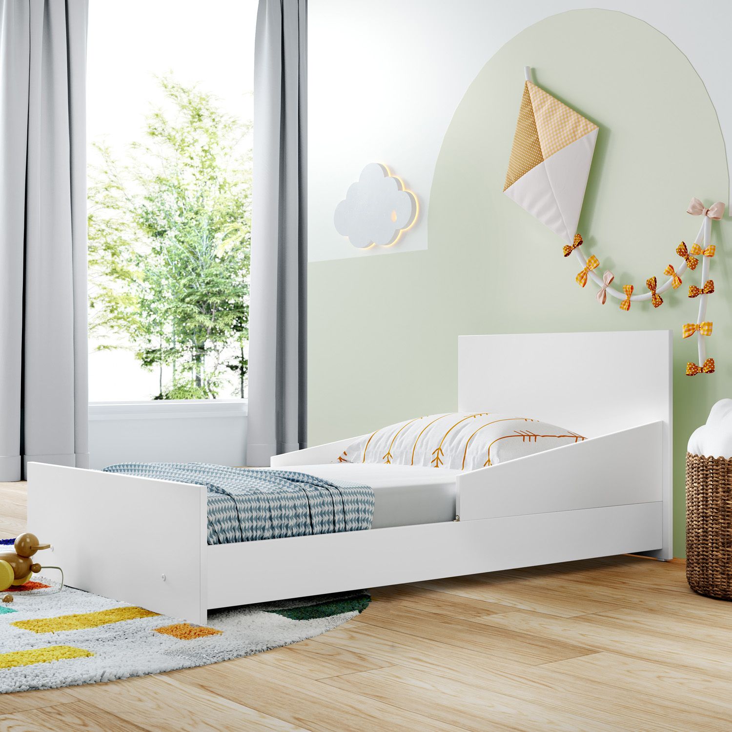 Berço Americano Branco e Amadeirado Retrô - imagem 4