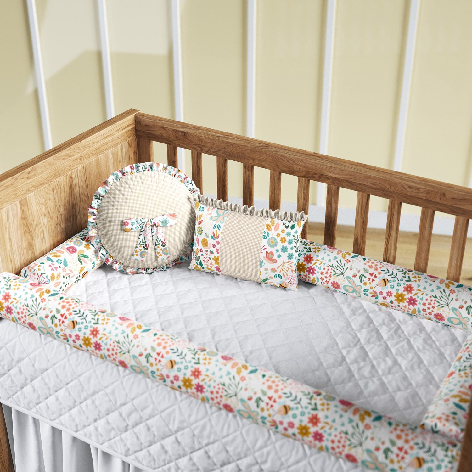 Kit Berço Rolinhos Jardim Encantado 8 Peças