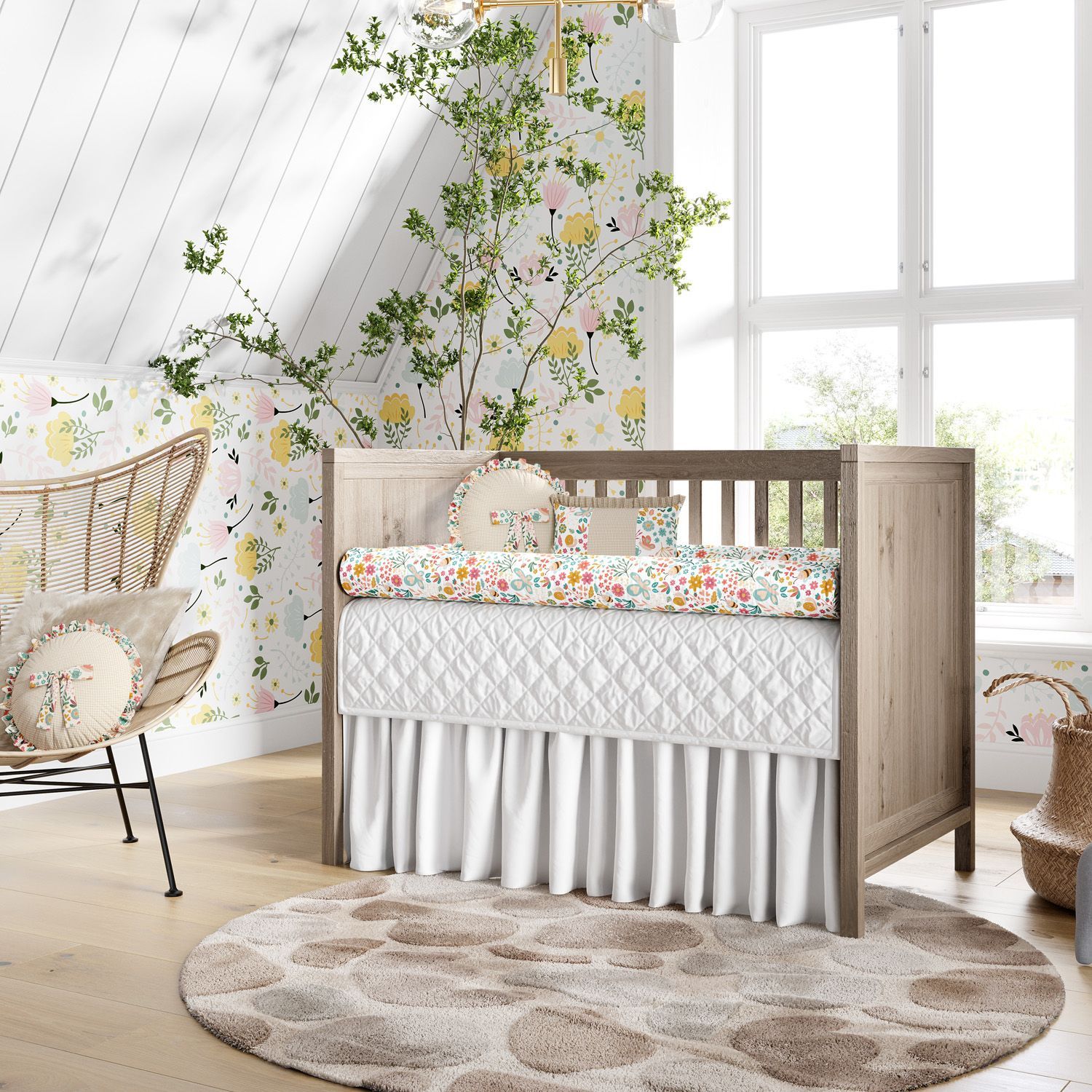 Kit Berço Rolinhos Jardim Encantado 8 Peças