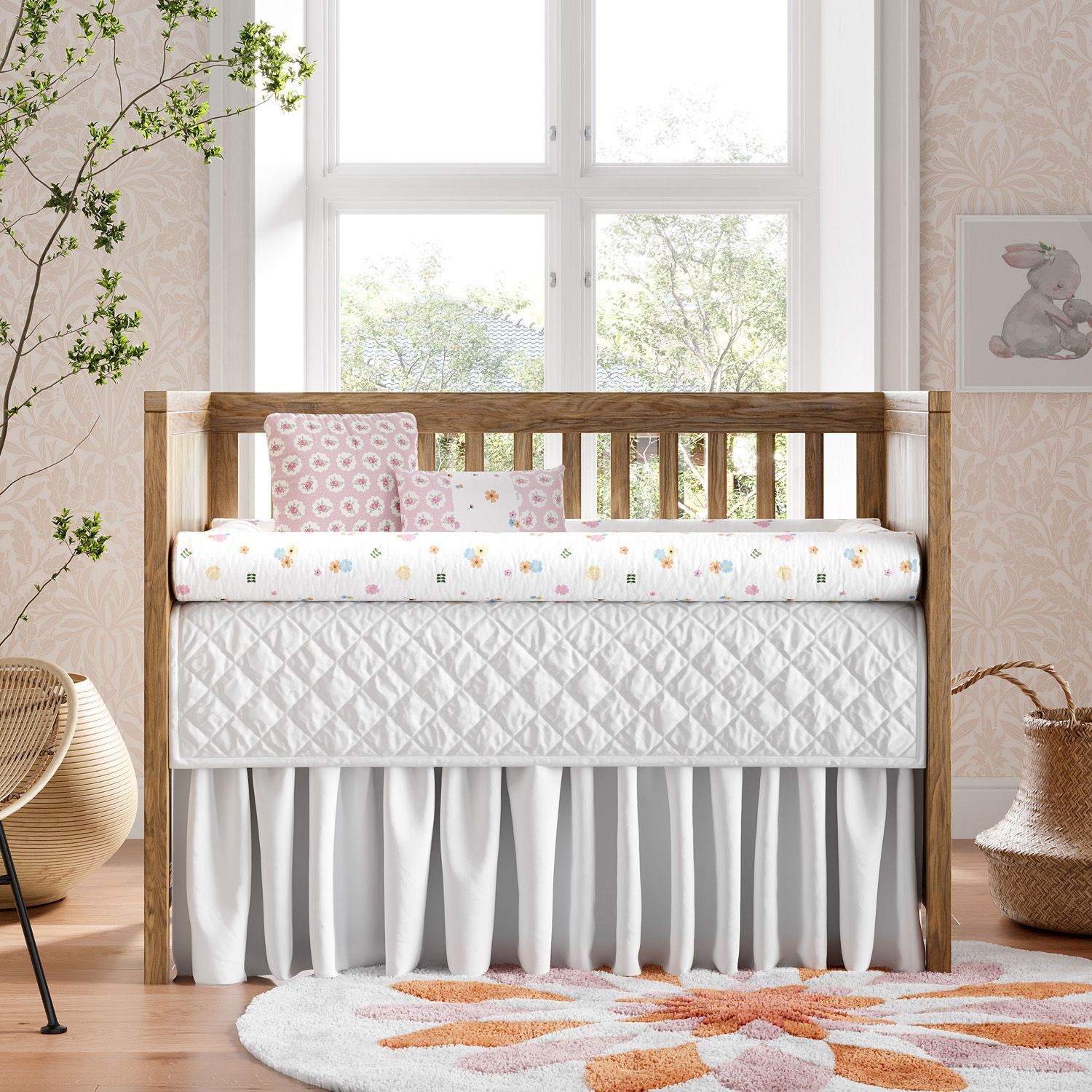 Kit Berço Rolinhos Floral 8 Peças