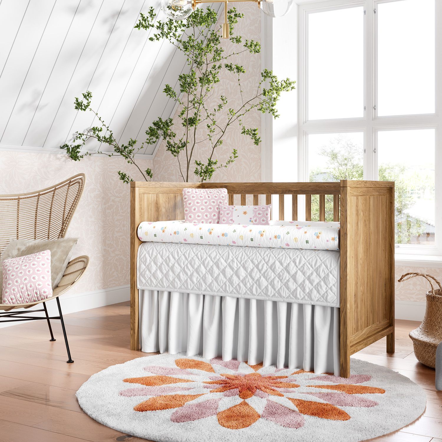 Kit Berço Rolinhos Floral 8 Peças