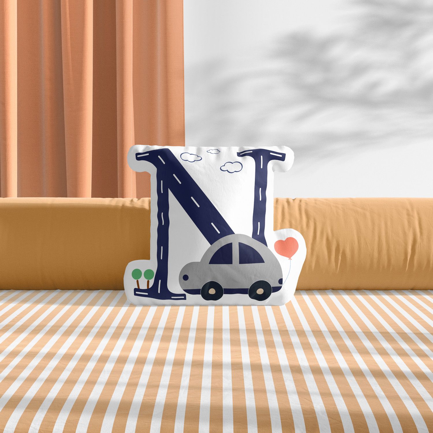 Almofada Carrinhos Azul Letras de A a Z