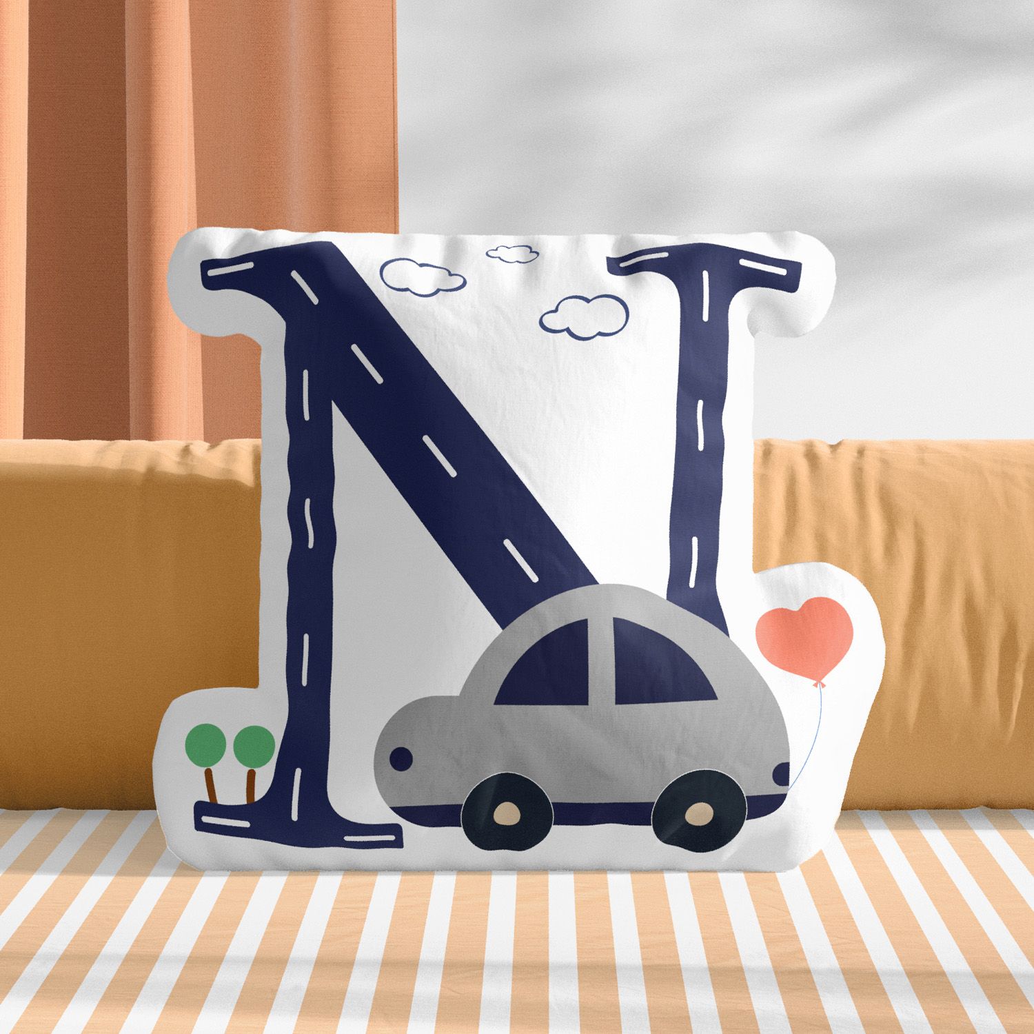Almofada Carrinhos Azul Letras de A a Z