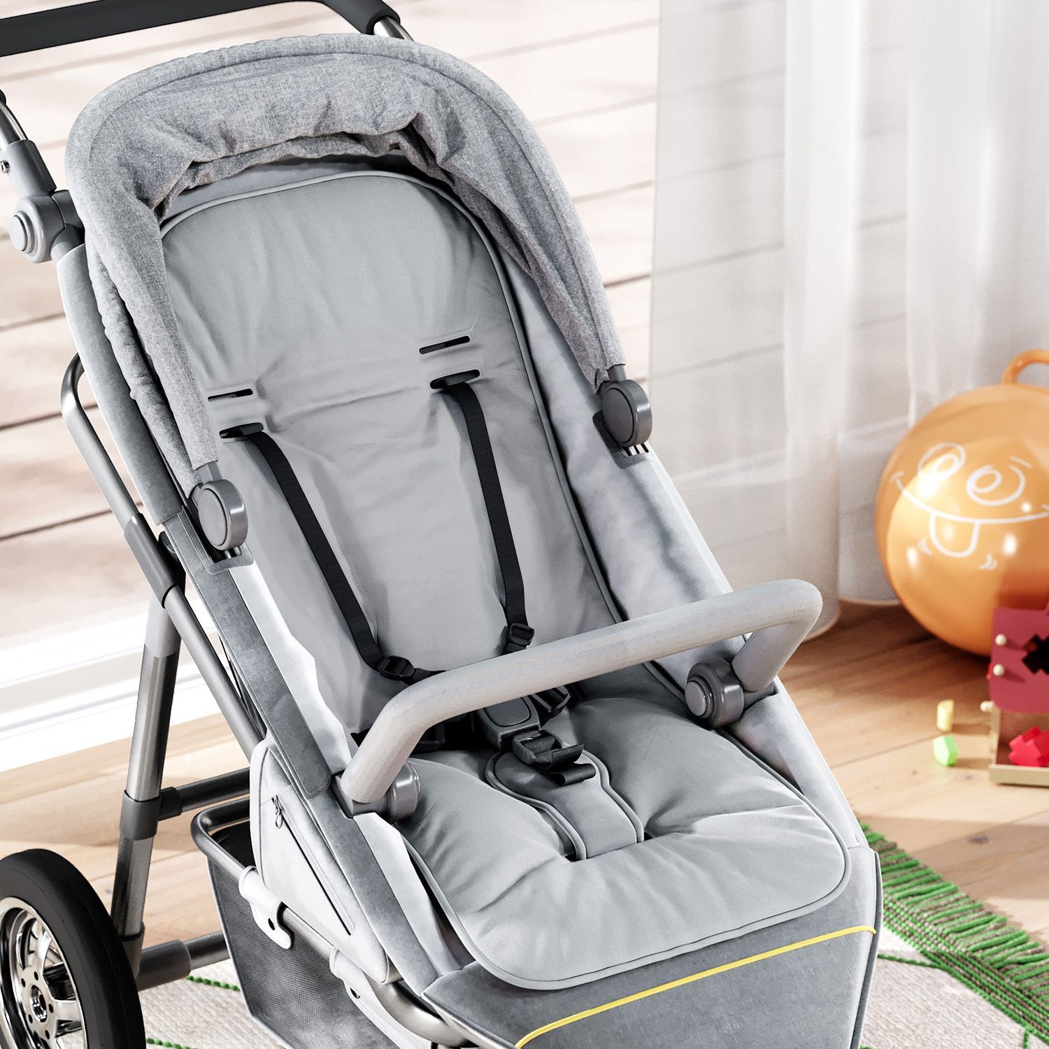 Capa de Bebê Conforto com Protetor de Cinto Cinza