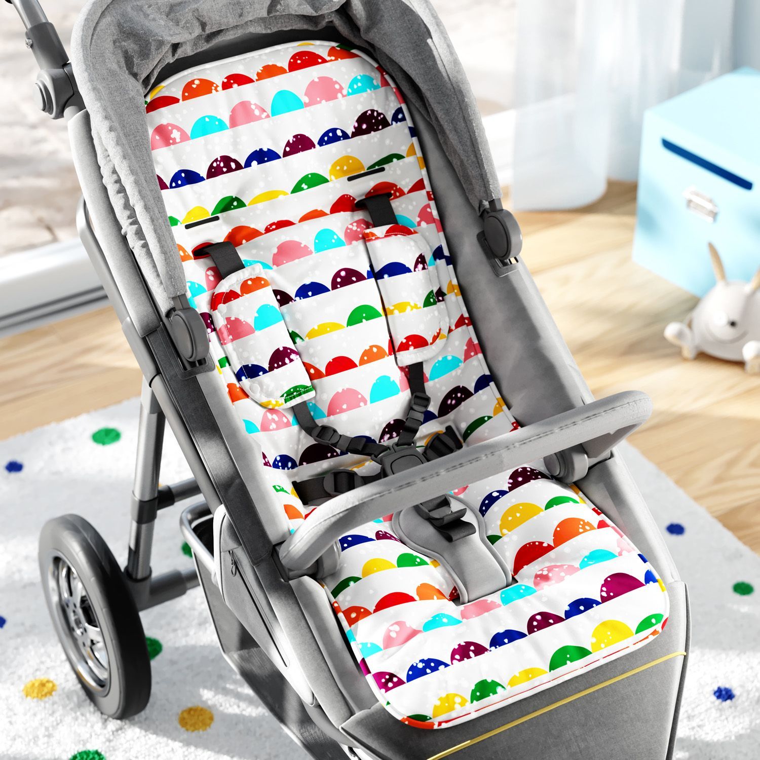 Capa de Carrinho com Protetor de Cinto Colorido Meia Lua