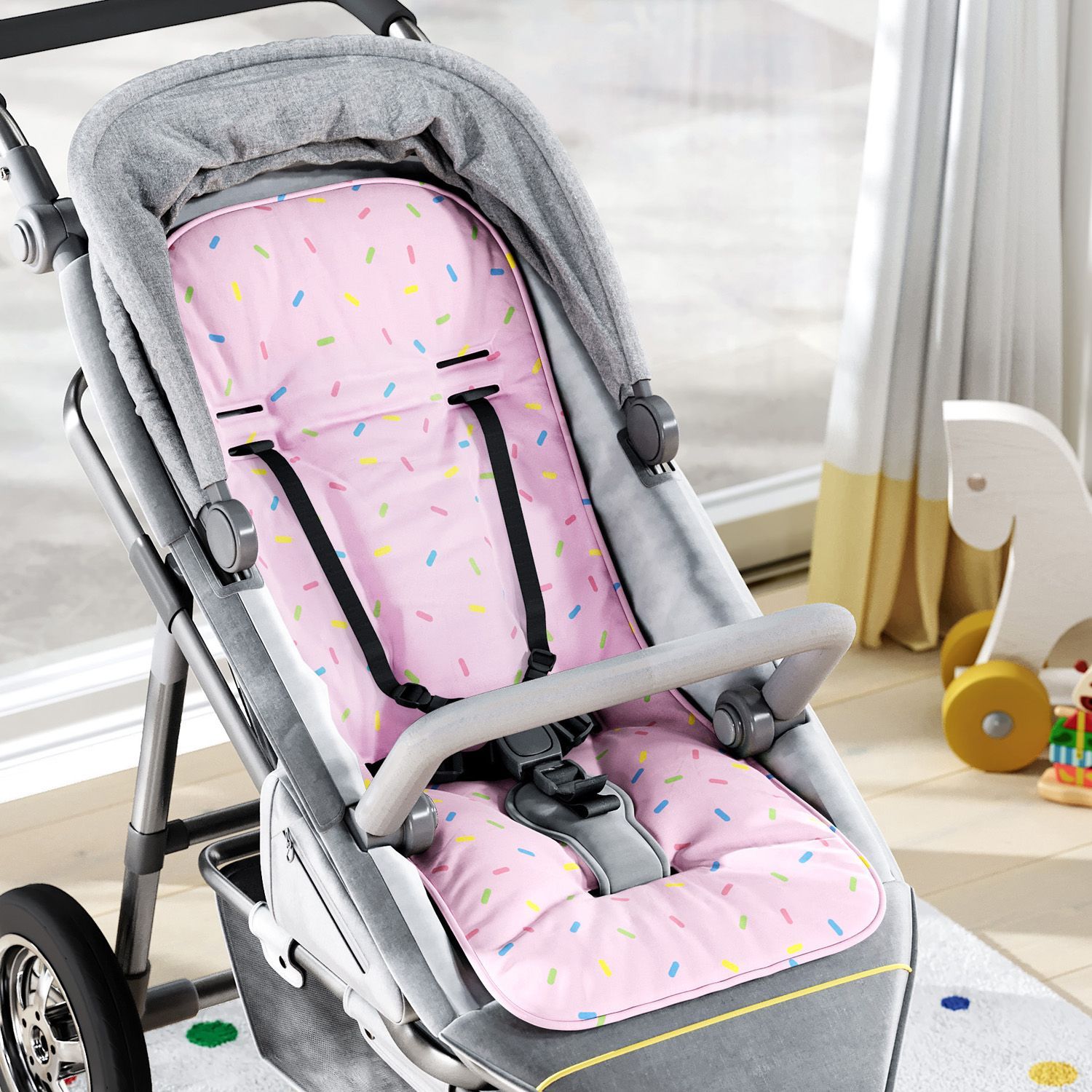 Capa de Carrinho com Protetor de Cinto Granulado Colorido