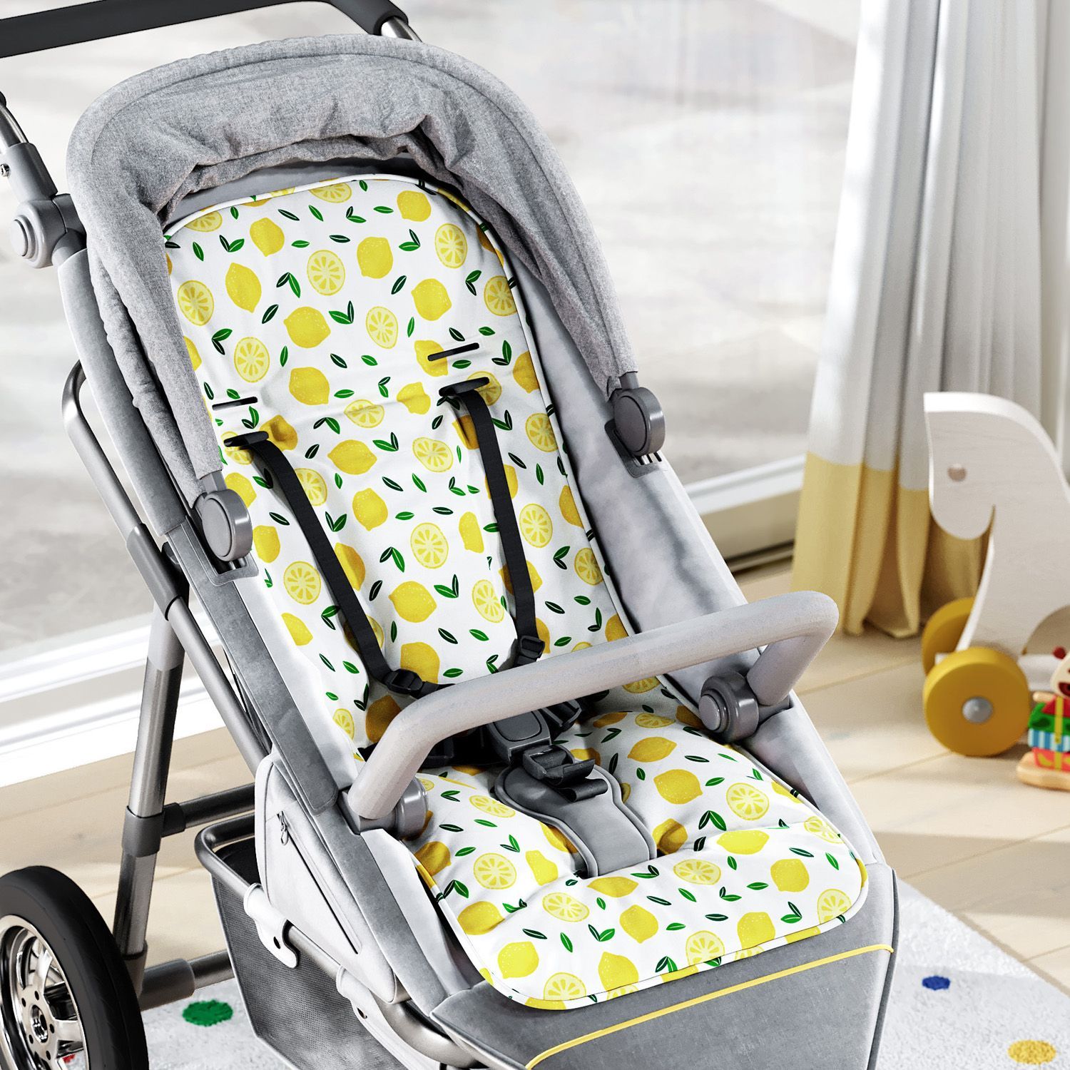 Capa de Carrinho com Protetor de Cinto Limão Siciliano