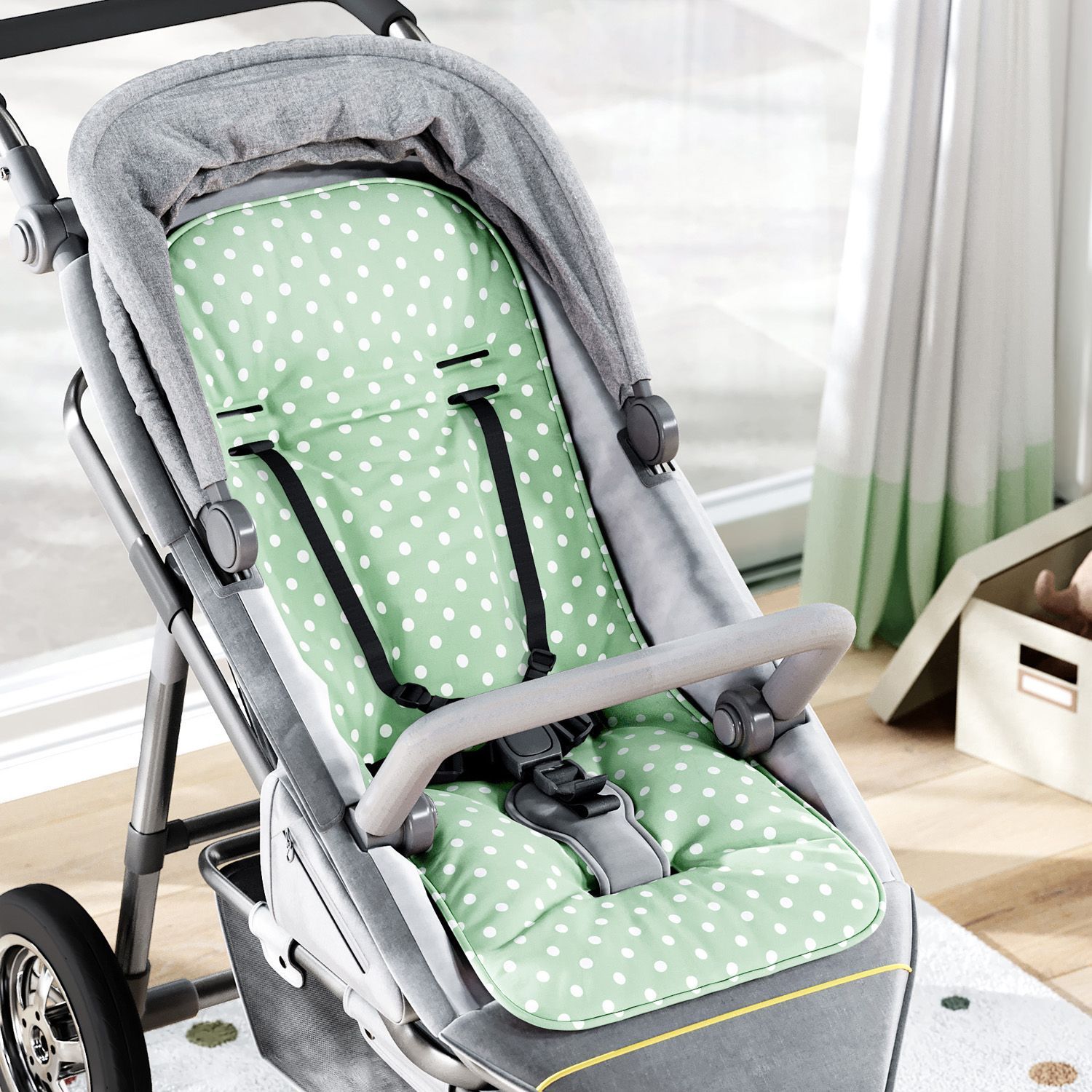 Capa de Bebê Conforto com Protetor de Cinto Poá Verde