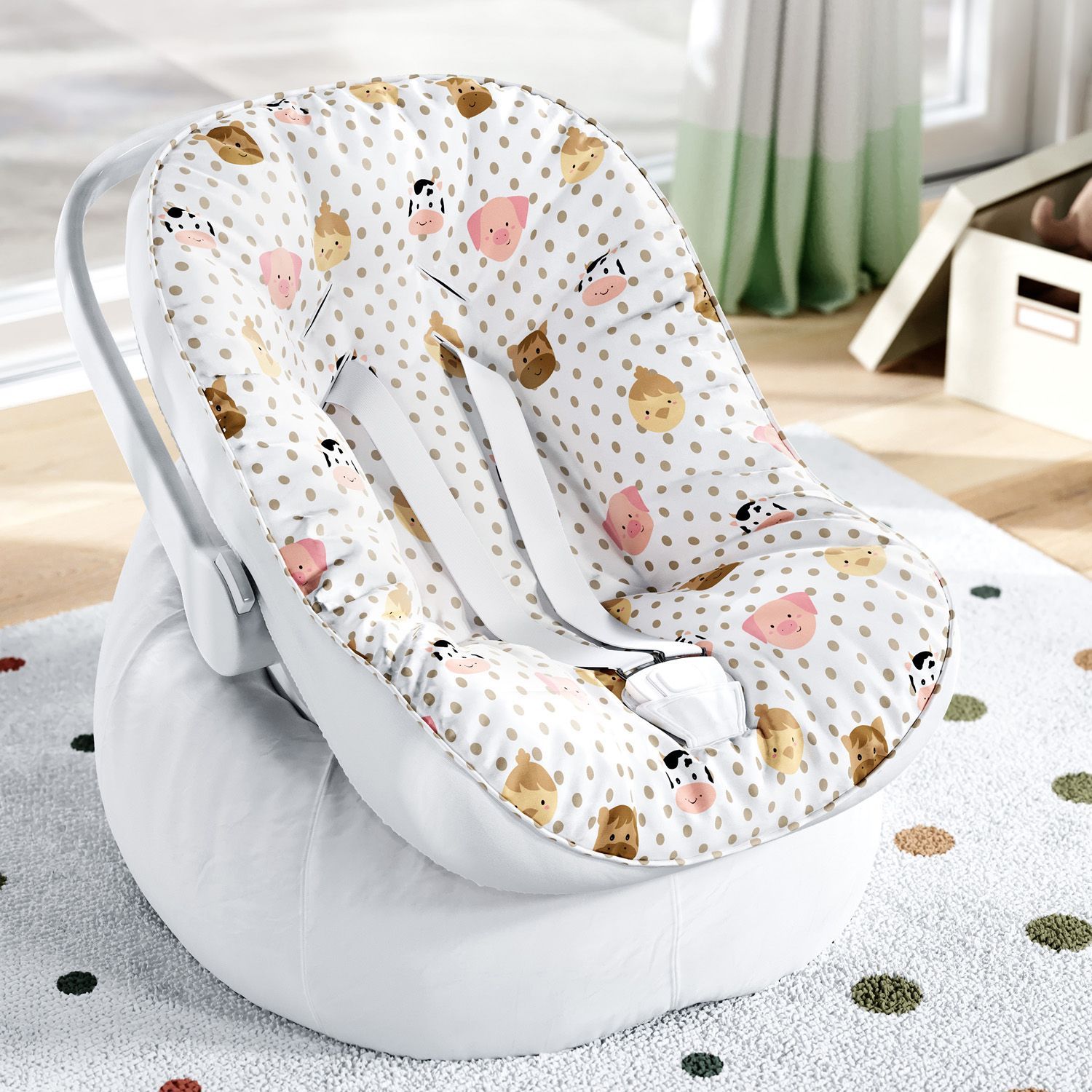 Capa de Carrinho com Protetor de Cinto Fazendinha Poá