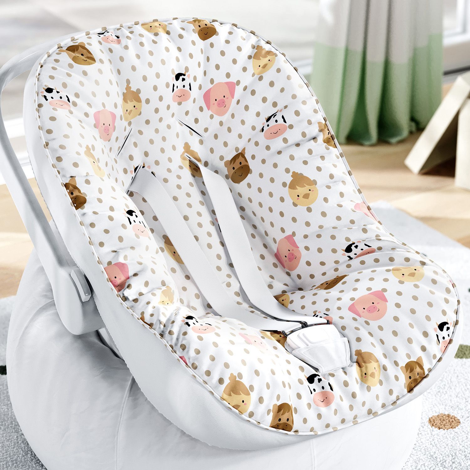 Capa de Carrinho com Protetor de Cinto Fazendinha Poá