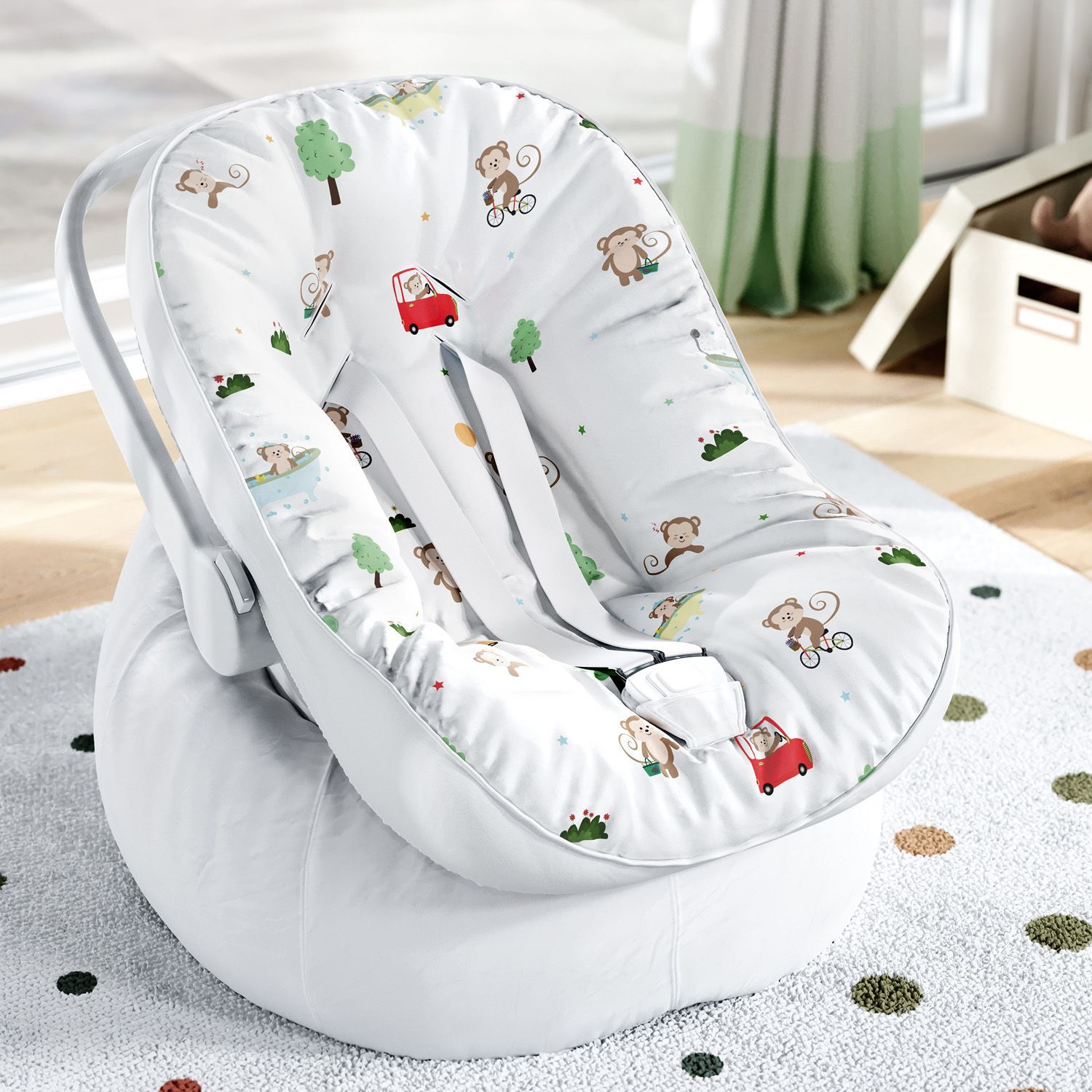 Capa de Carrinho com Protetor de Cinto Macaquinho