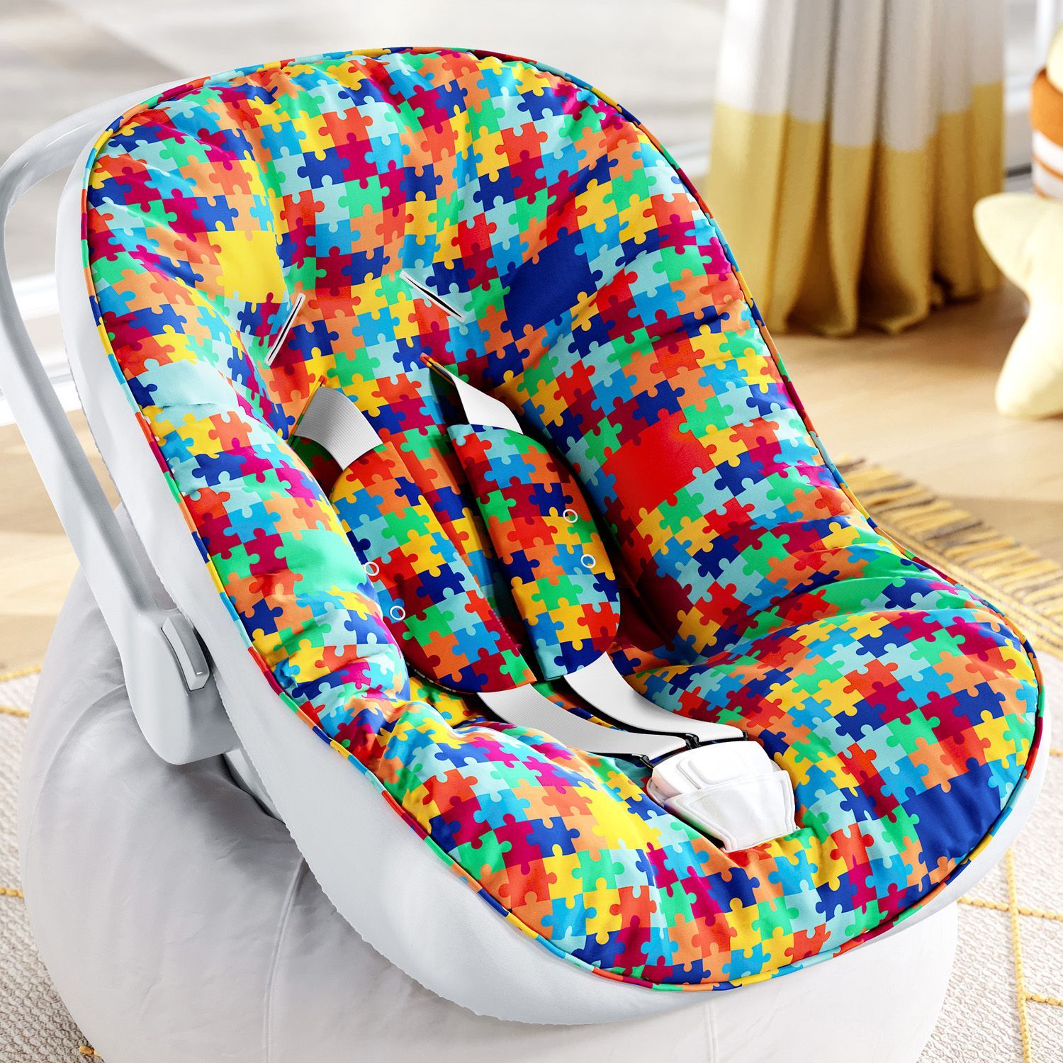 Capa de Carrinho com Protetor de Cinto Quebra-Cabeça