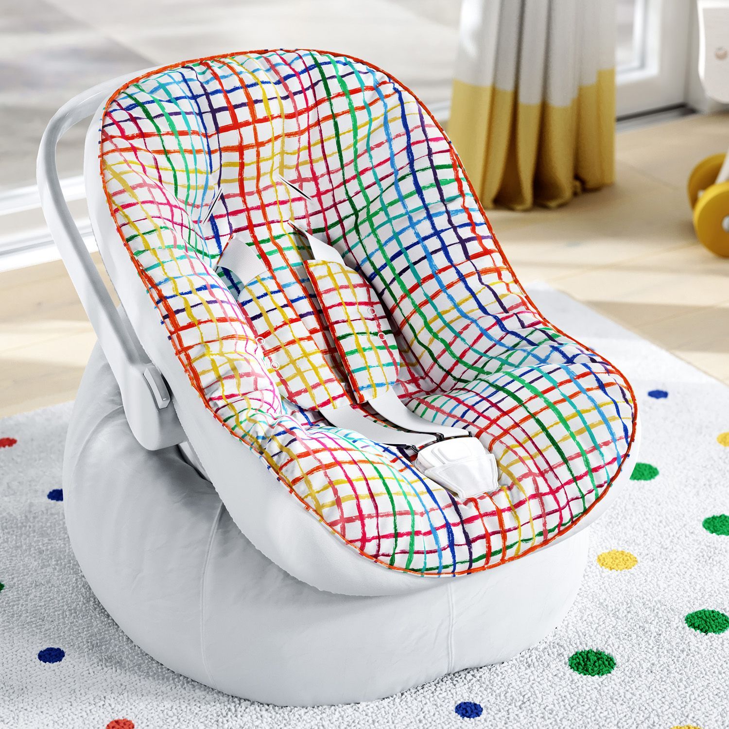 Capa de Carrinho com Protetor de Cinto Xadrez Colorido