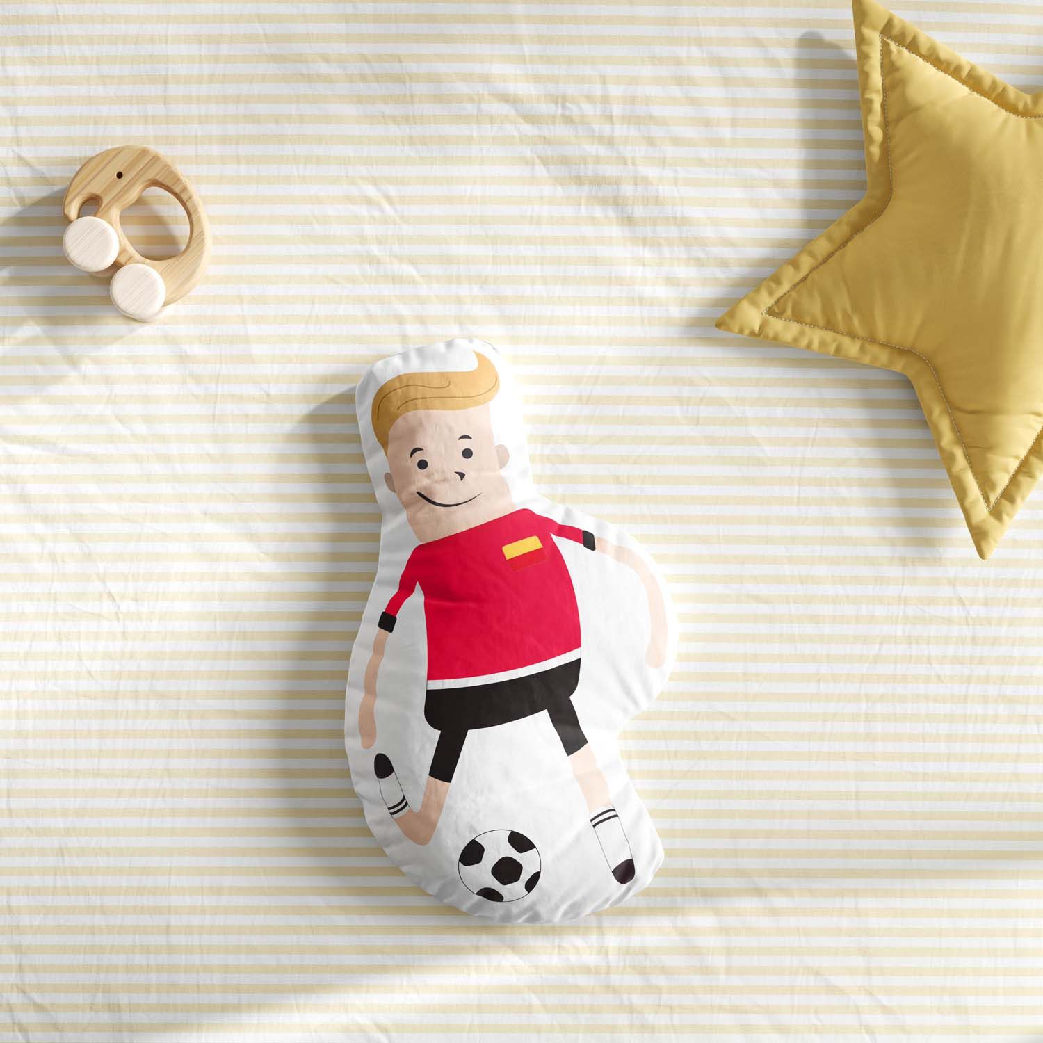 Almofada Jogador de Futebol Vermelha e Preta