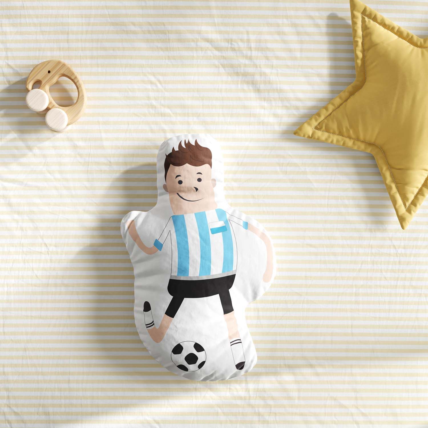 Almofada Jogador de Futebol Azul e Branca