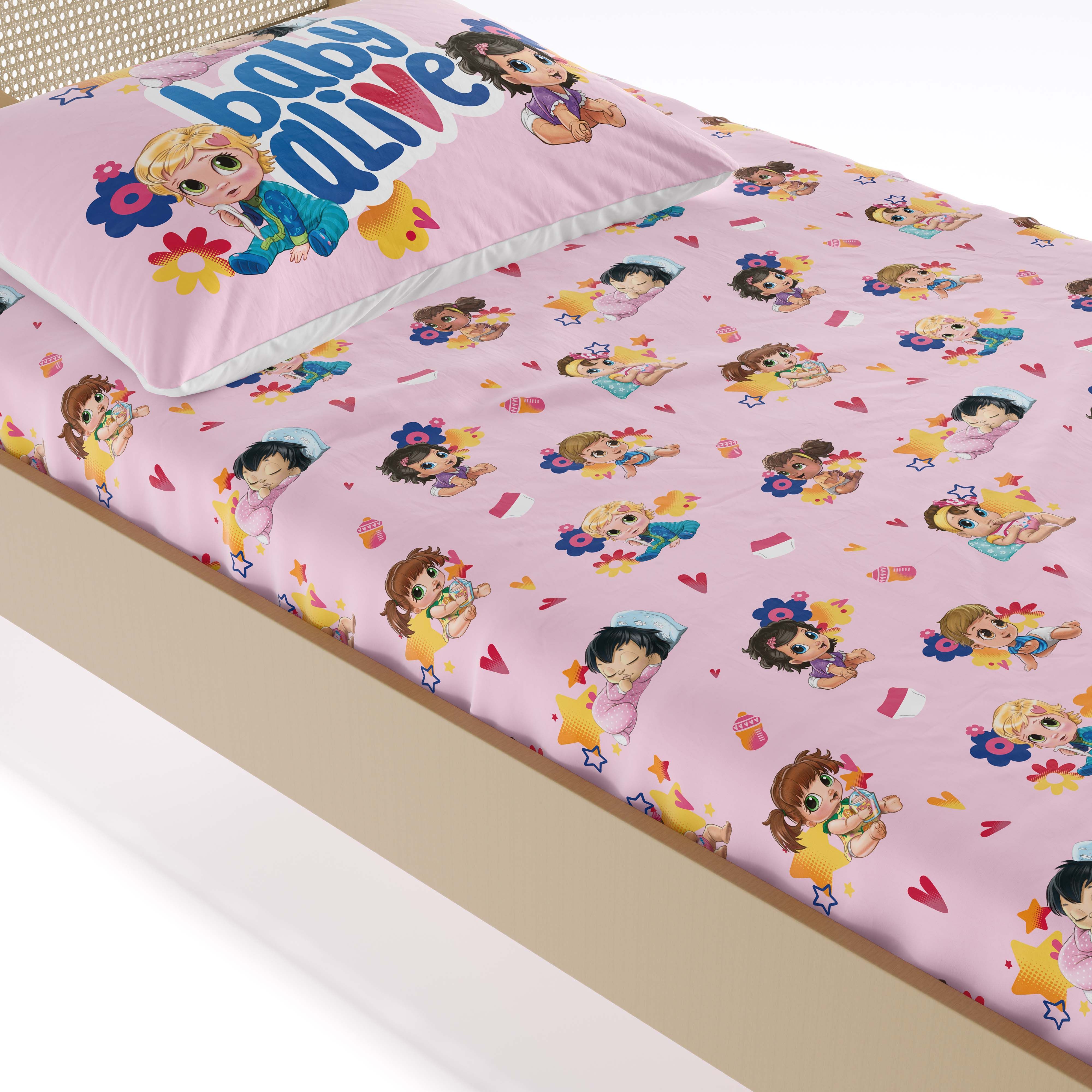 Jogo de Lençol Infantil Solteiro Bonecas Baby Alive