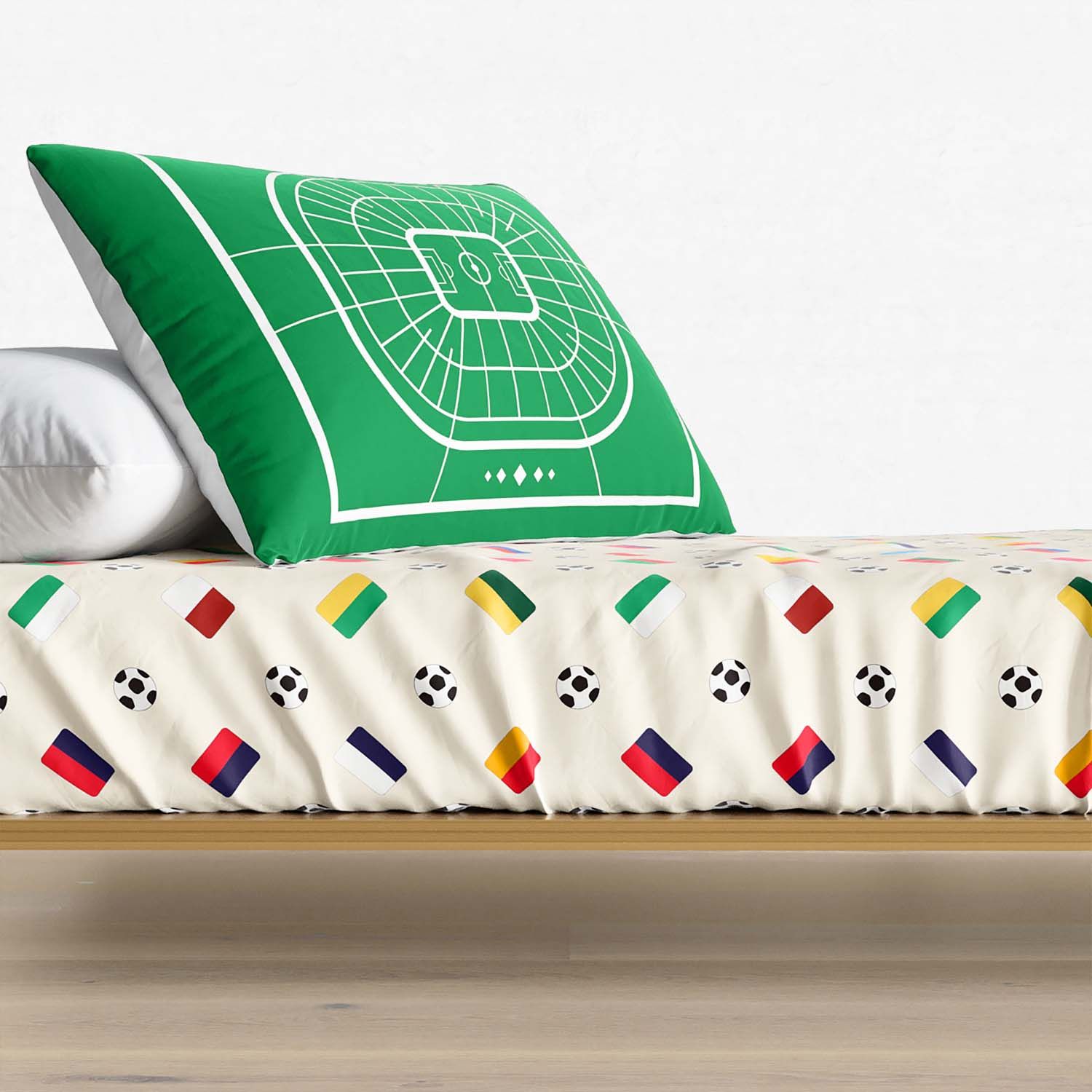 Jogo de Lençol Infantil Solteiro Bandeiras das Seleções do Mundo