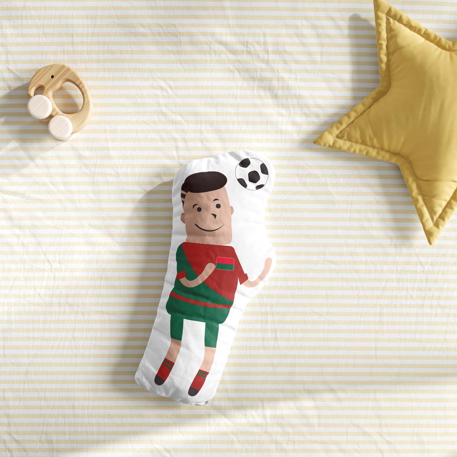 Almofada Jogador de Futebol Vermelha e Verde