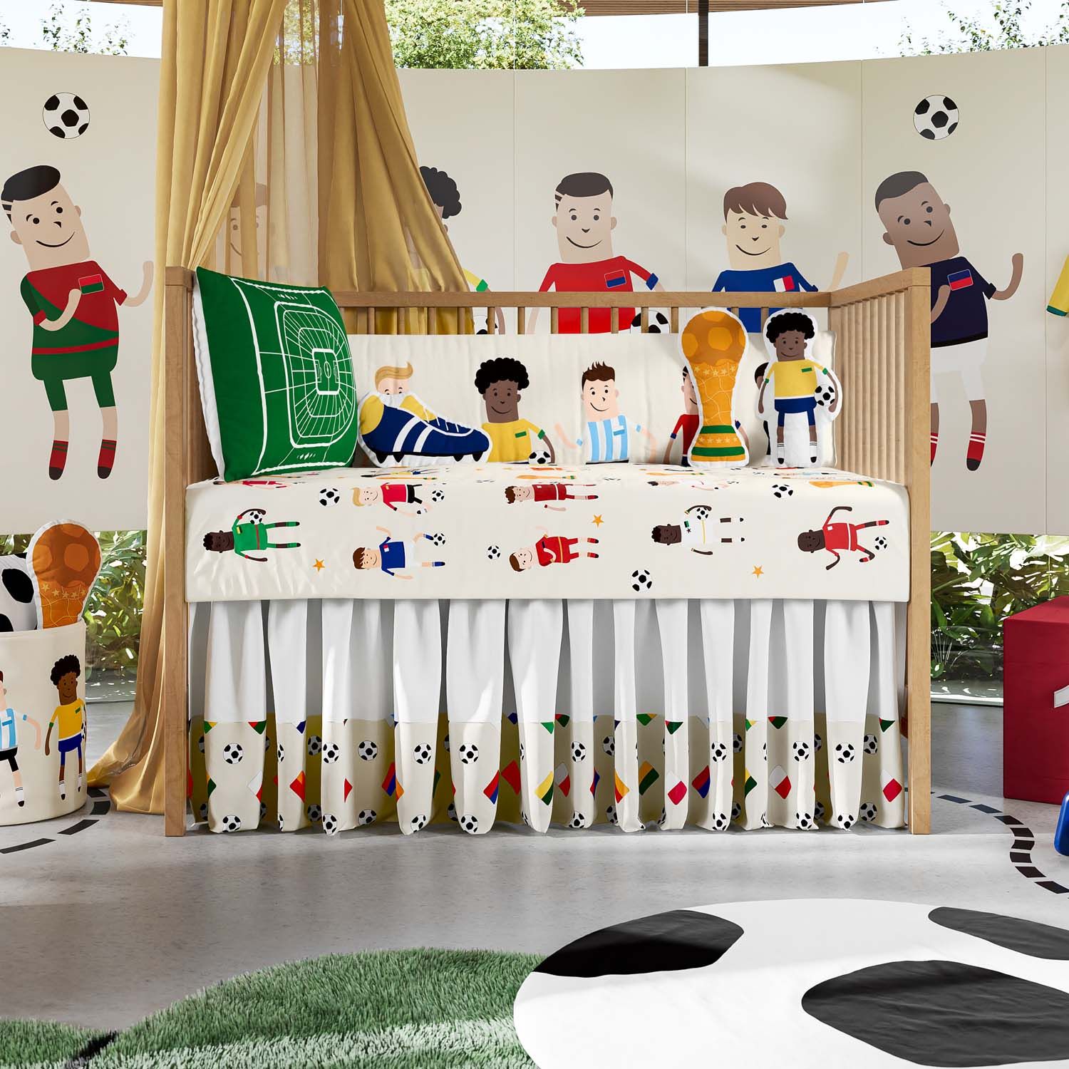 Almofada Jogador de Futebol Vermelha e Verde