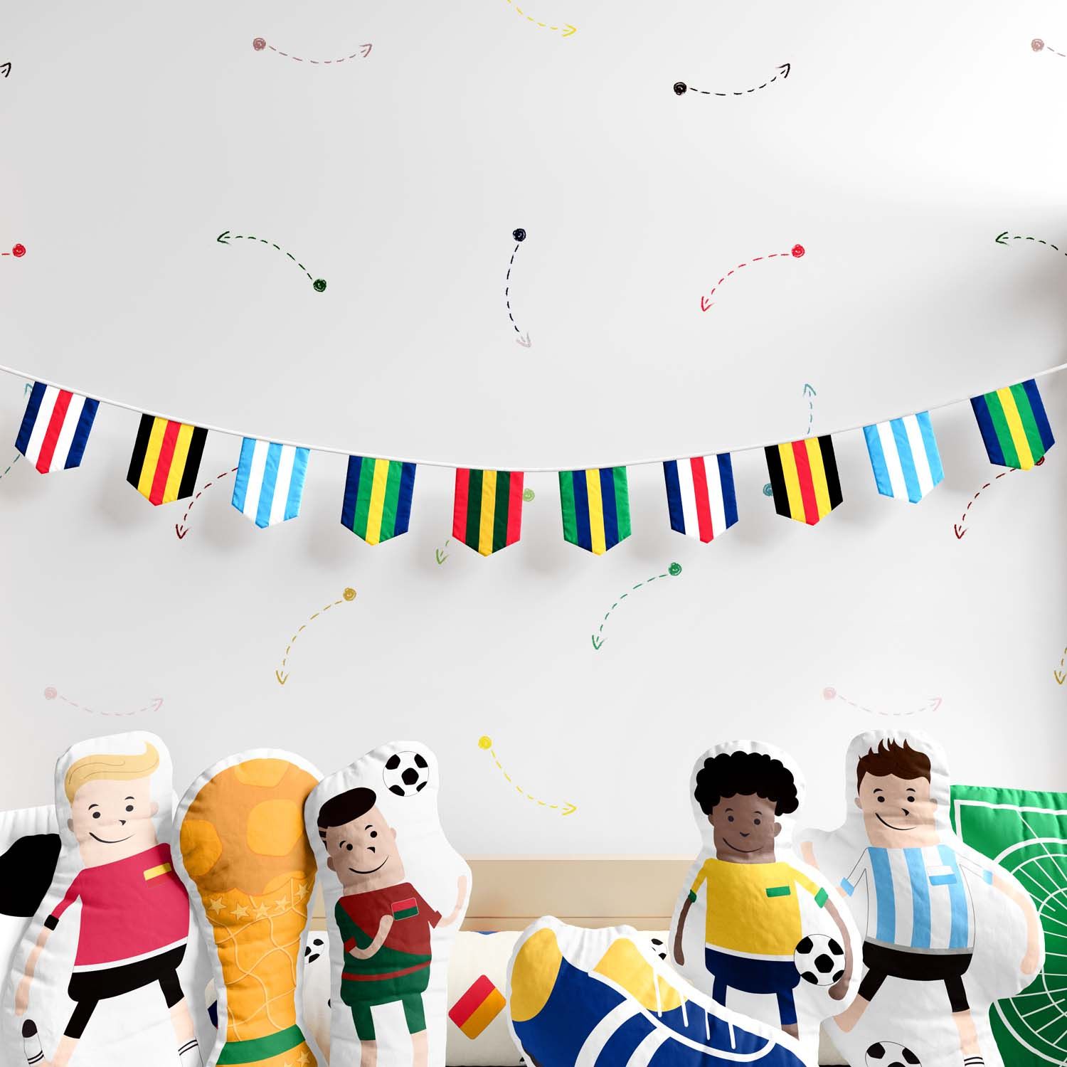 Varal Decorativo Seleções do Mundo 1,60m