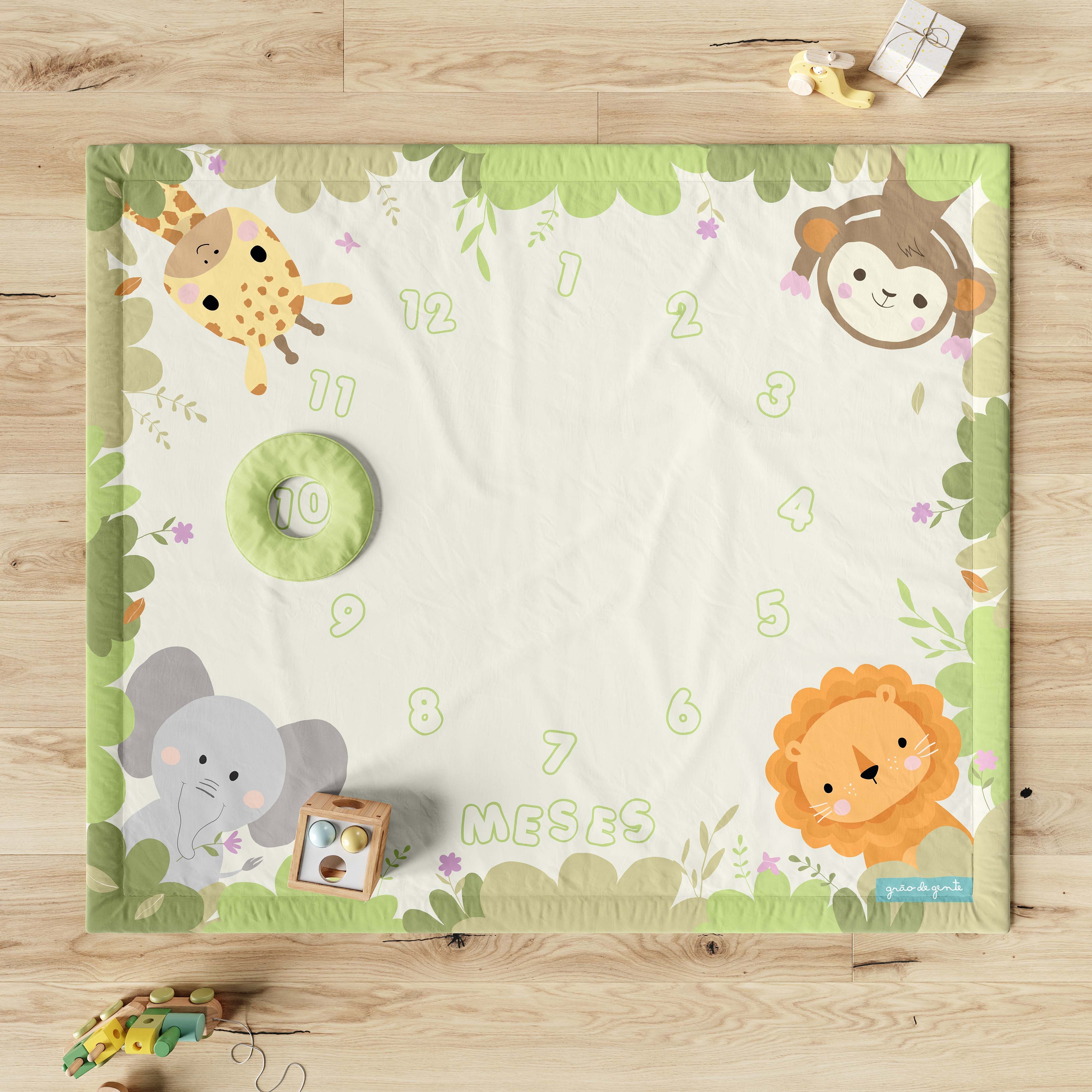 Tapete Mesversário Folhas Selva Baby