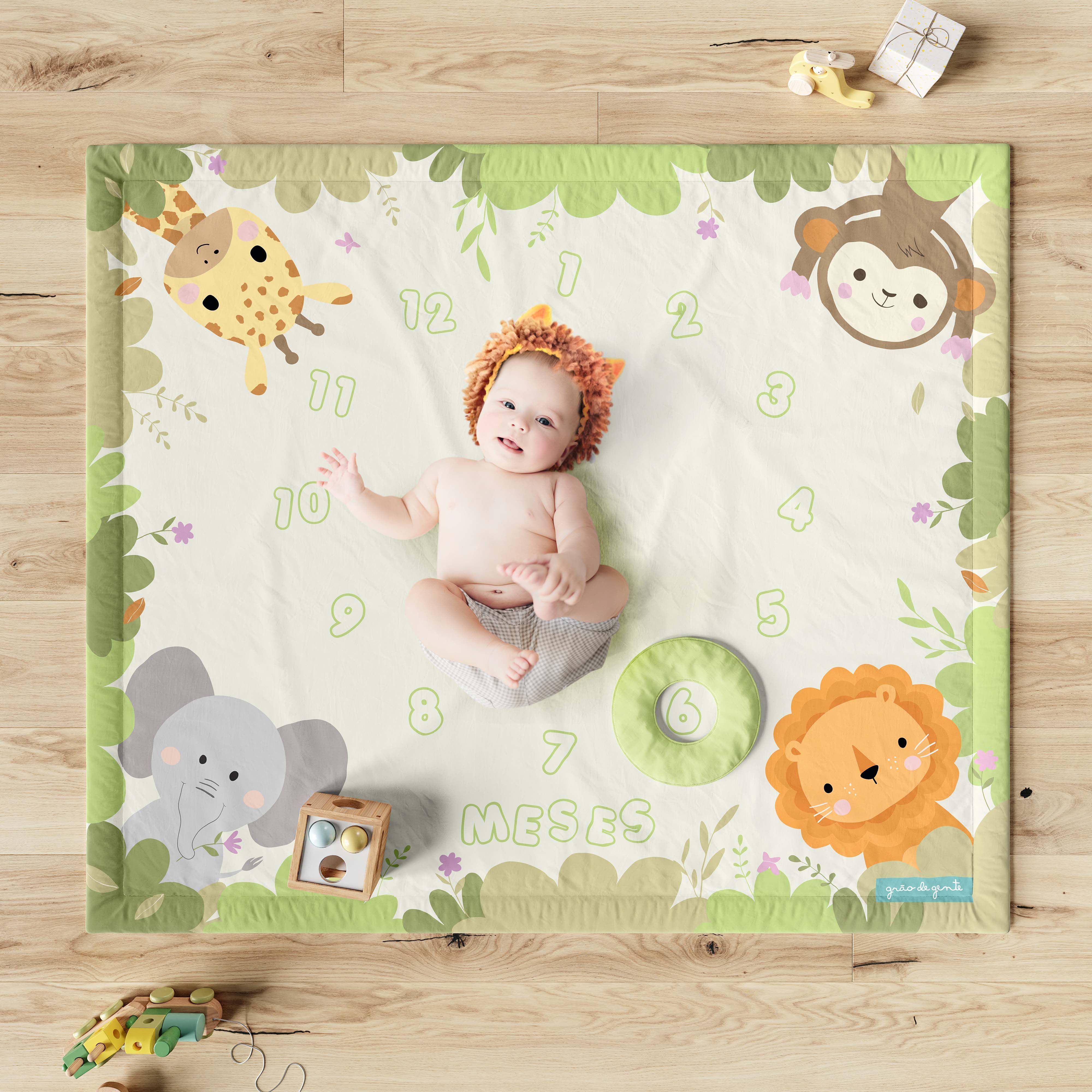Tapete Mesversário Folhas Selva Baby
