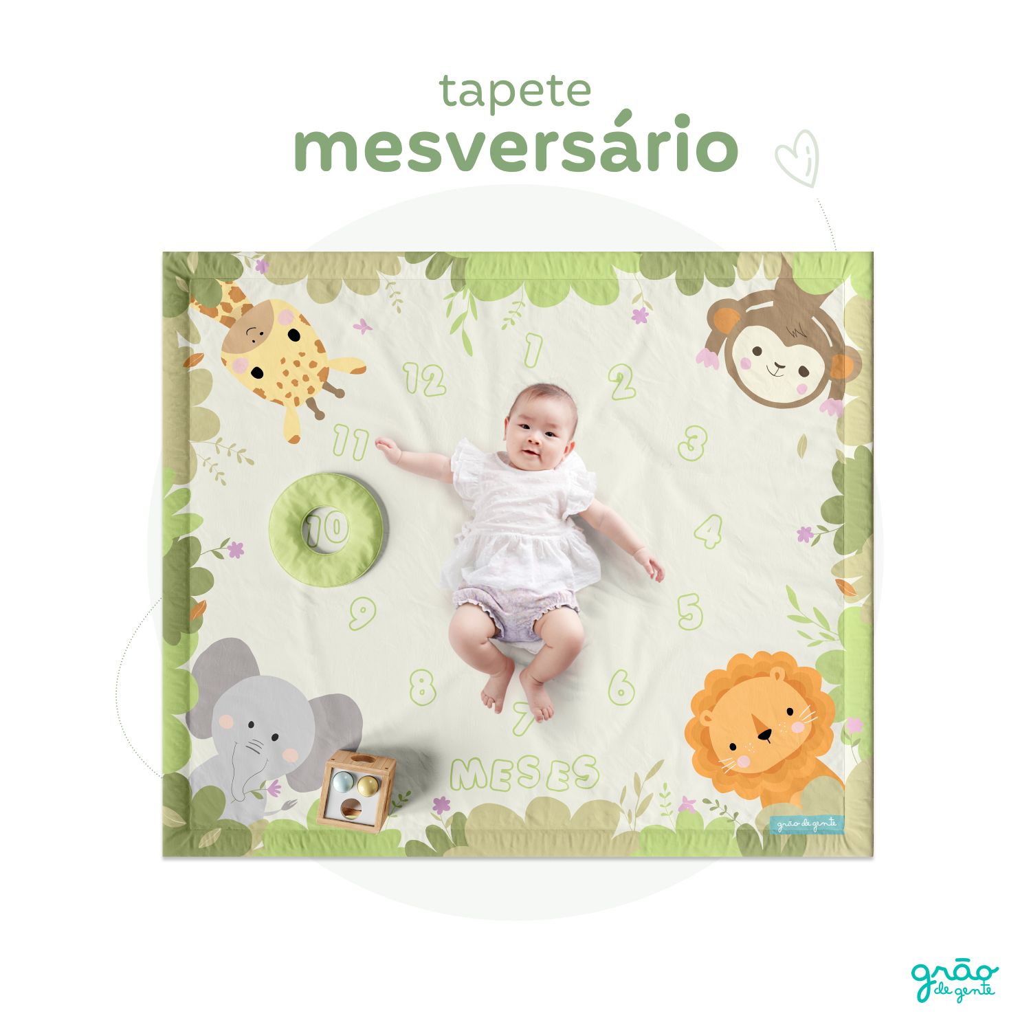 Tapete Mesversário Folhas Selva Baby