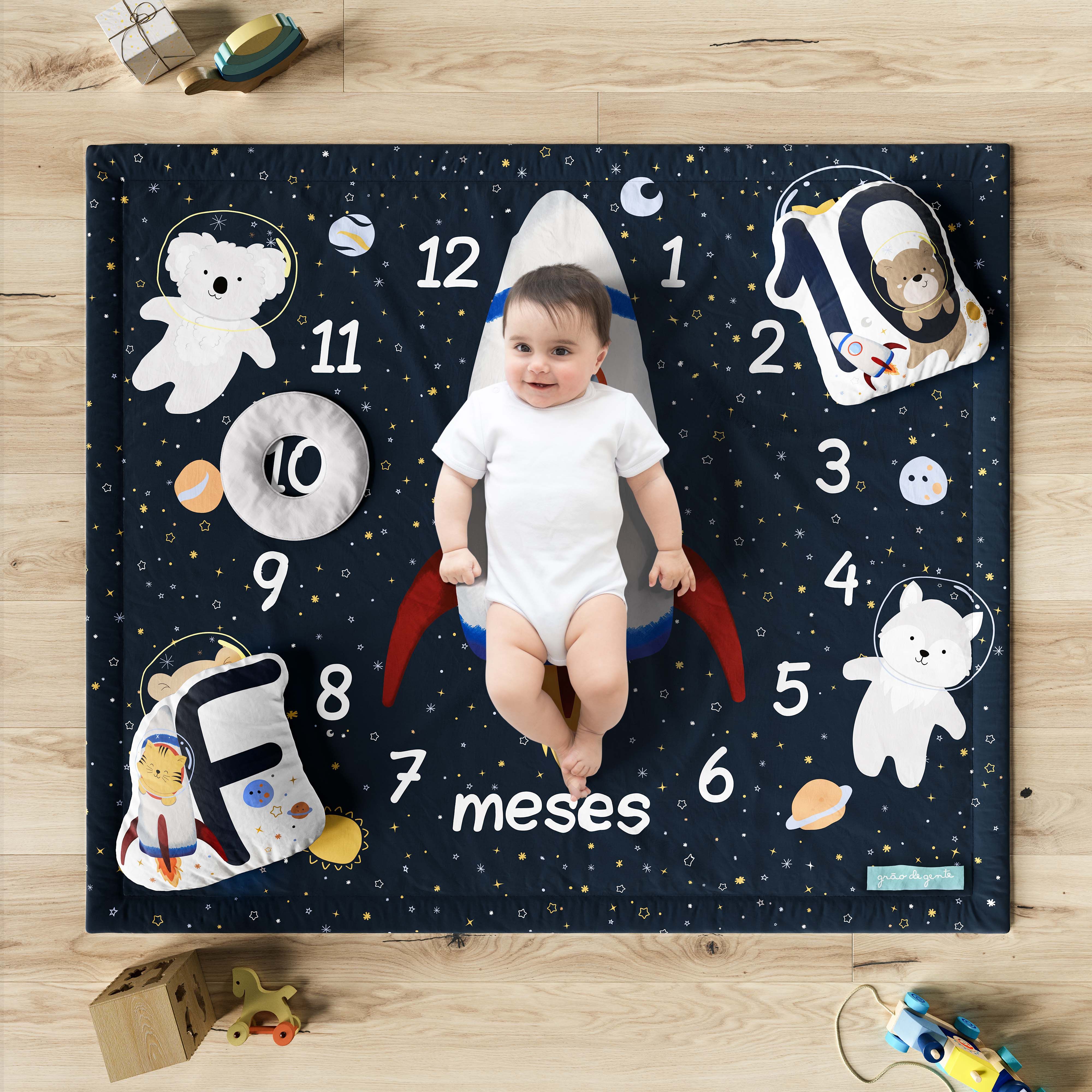 Tapete Mesversário Foguete Amiguinhos Astronauta