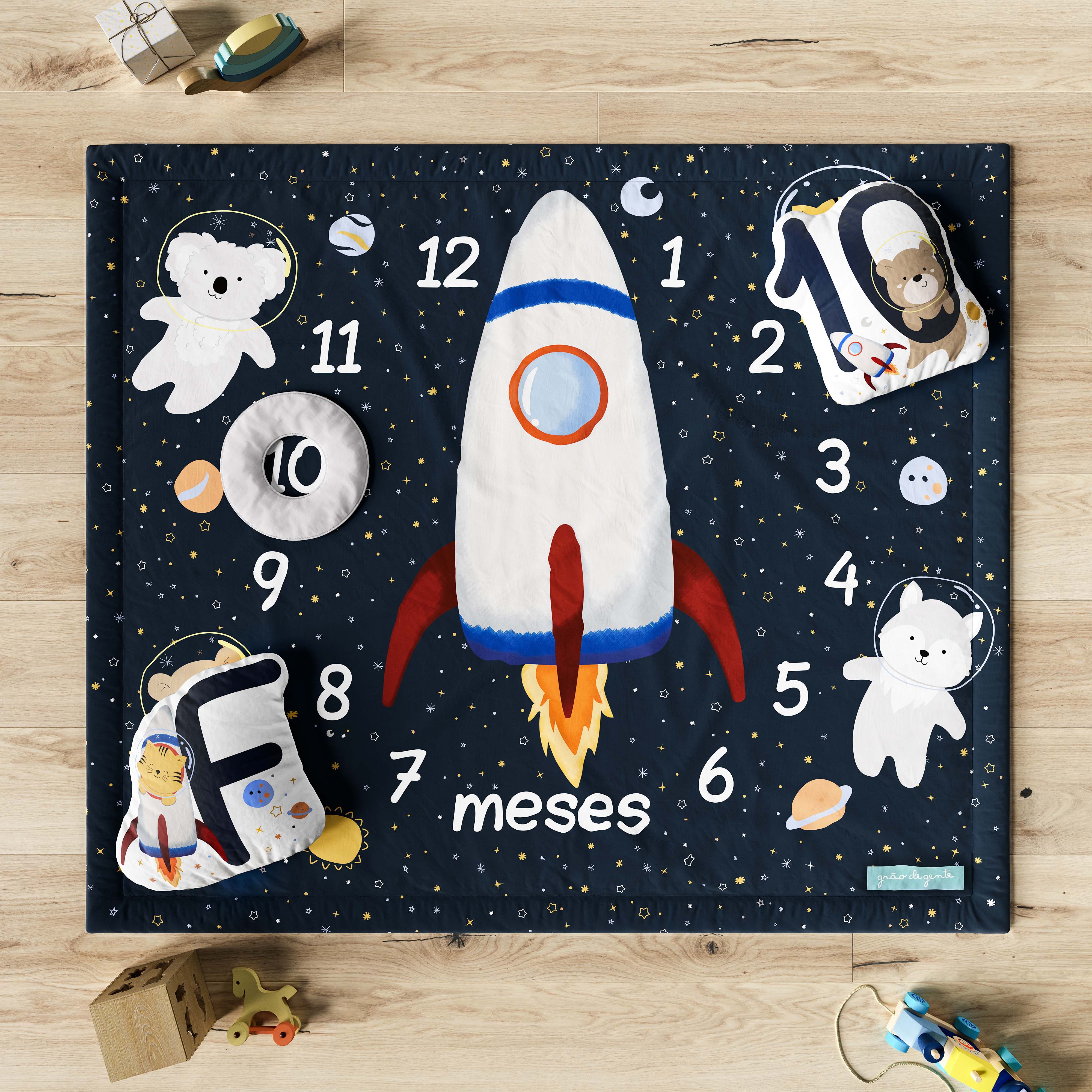 Tapete Mesversário Foguete Amiguinhos Astronauta