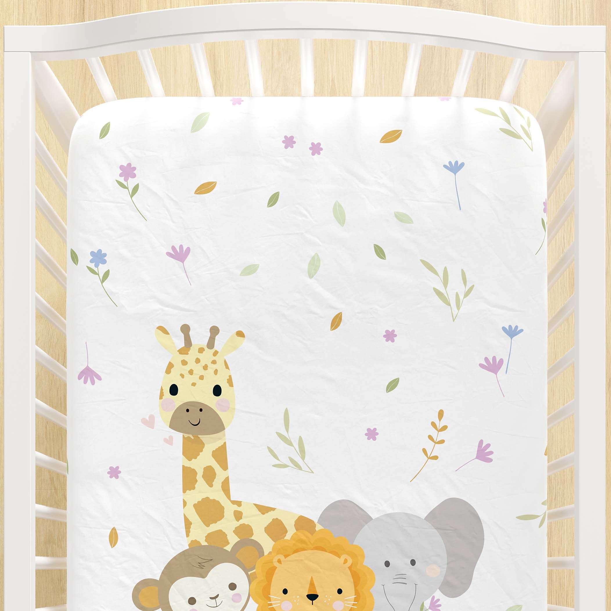 Lençol Berço com Elástico Animais Selva Baby