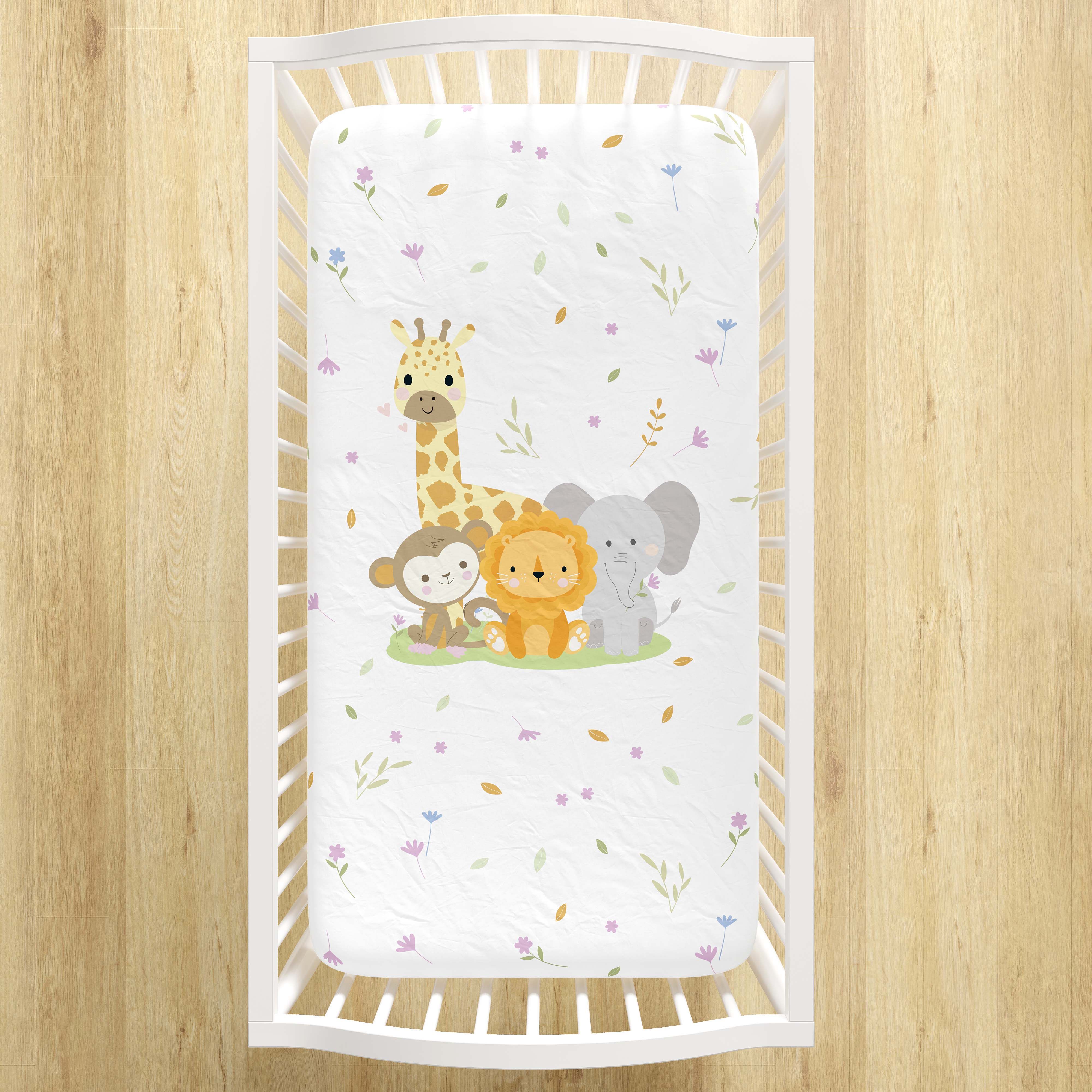 Lençol Berço com Elástico Animais Selva Baby