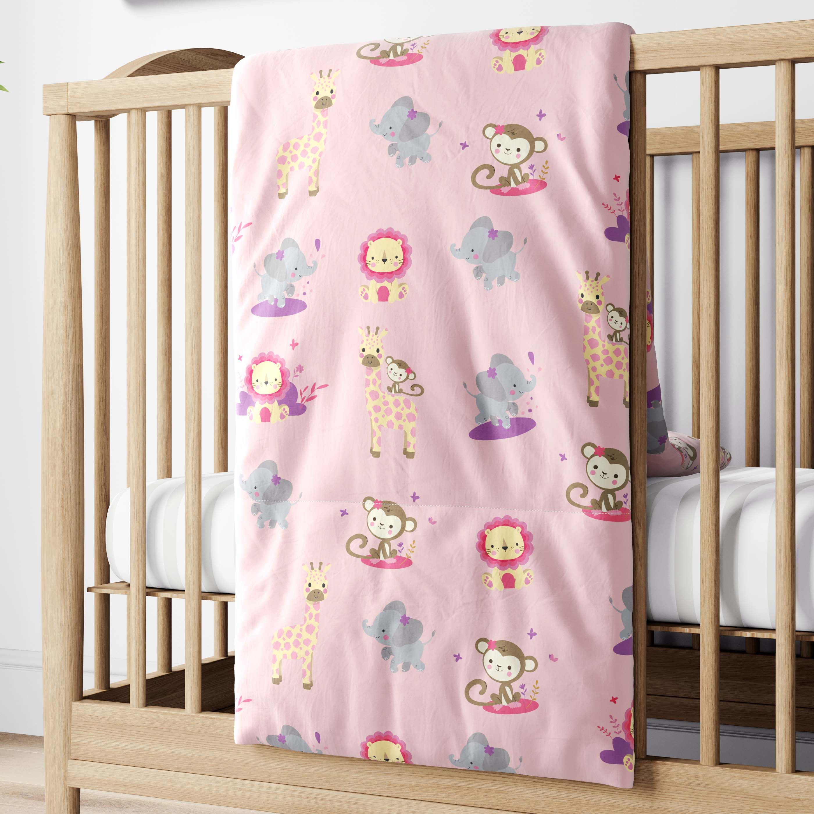 Edredom de Berço Selva Baby Rosa