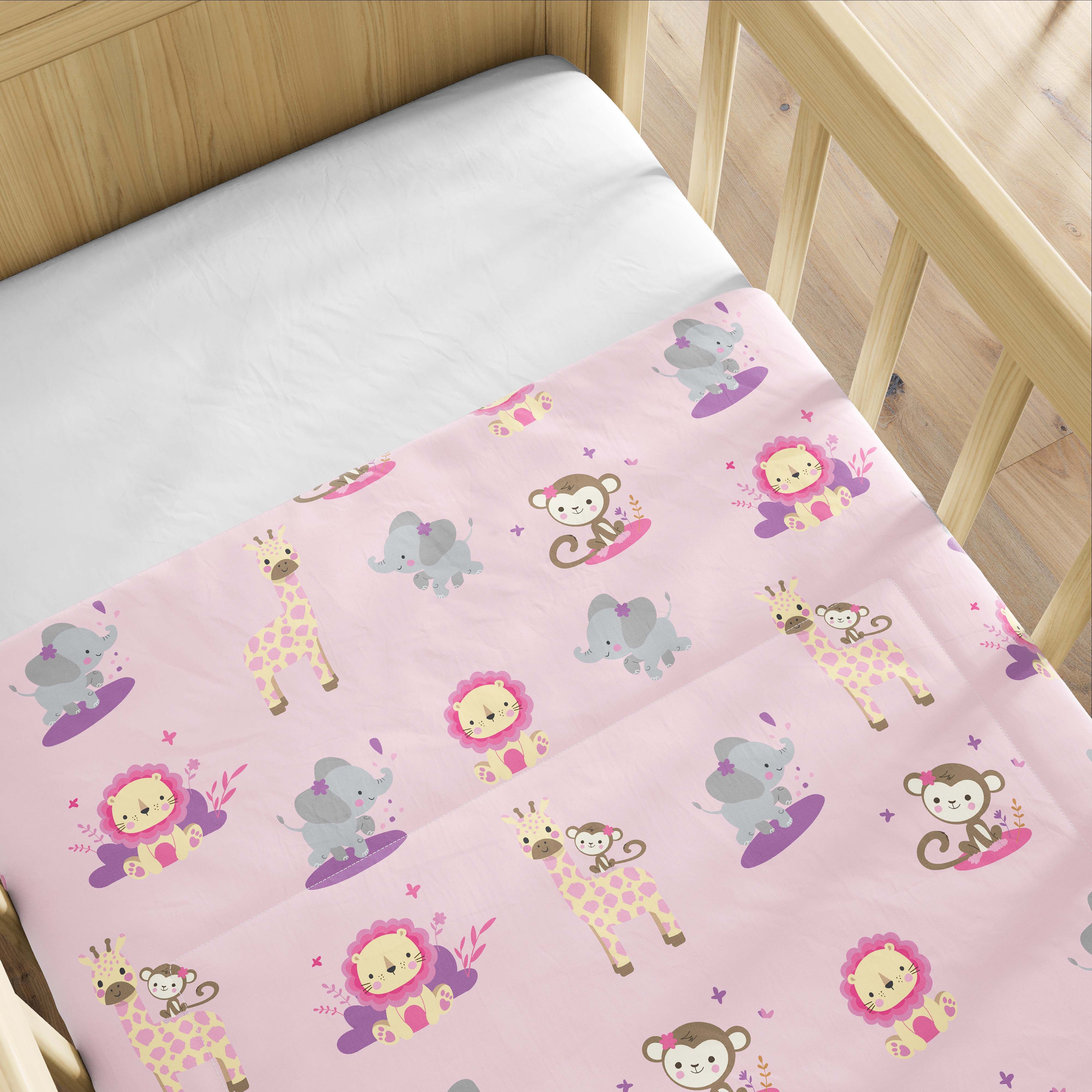 Edredom de Berço Selva Baby Rosa