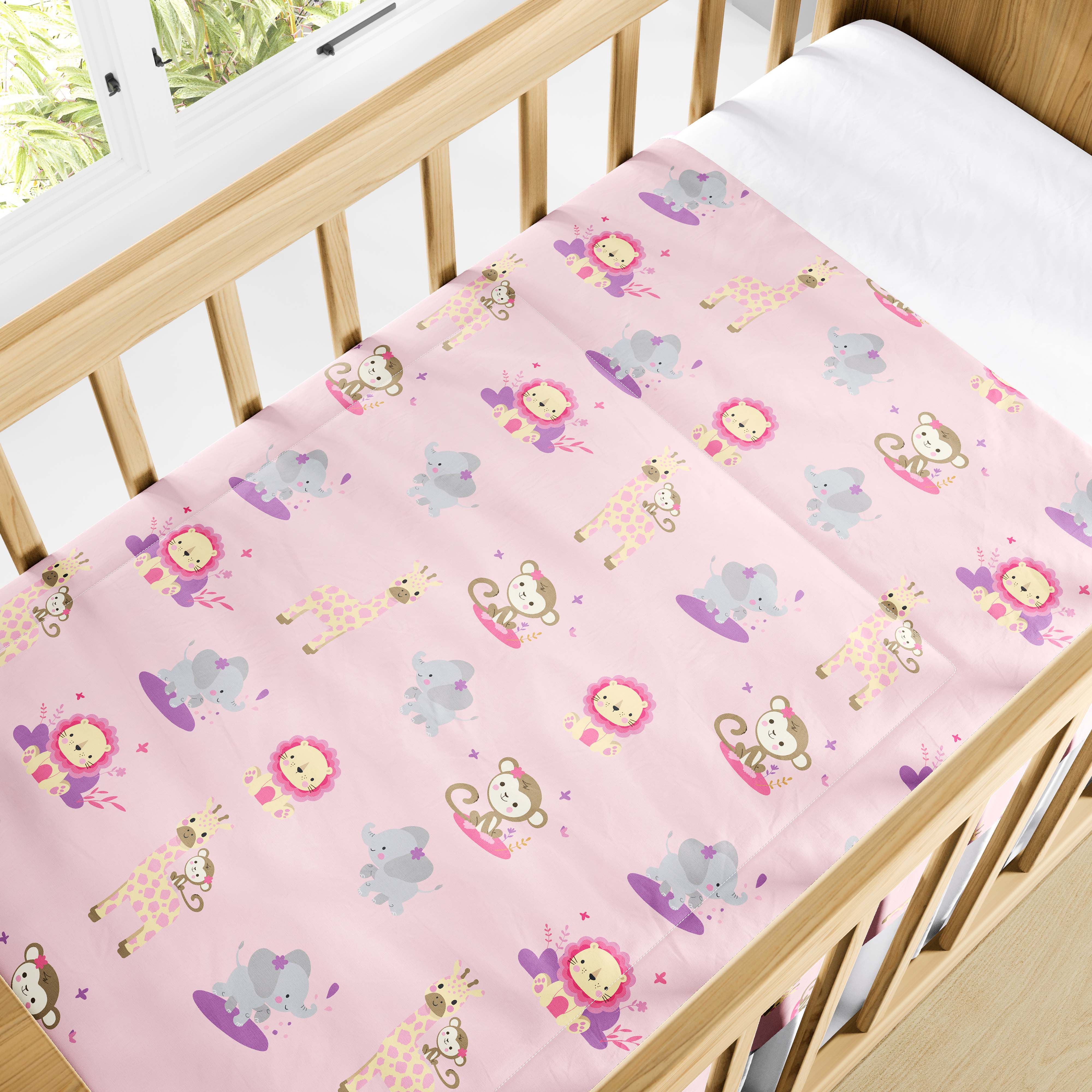 Edredom de Berço Selva Baby Rosa