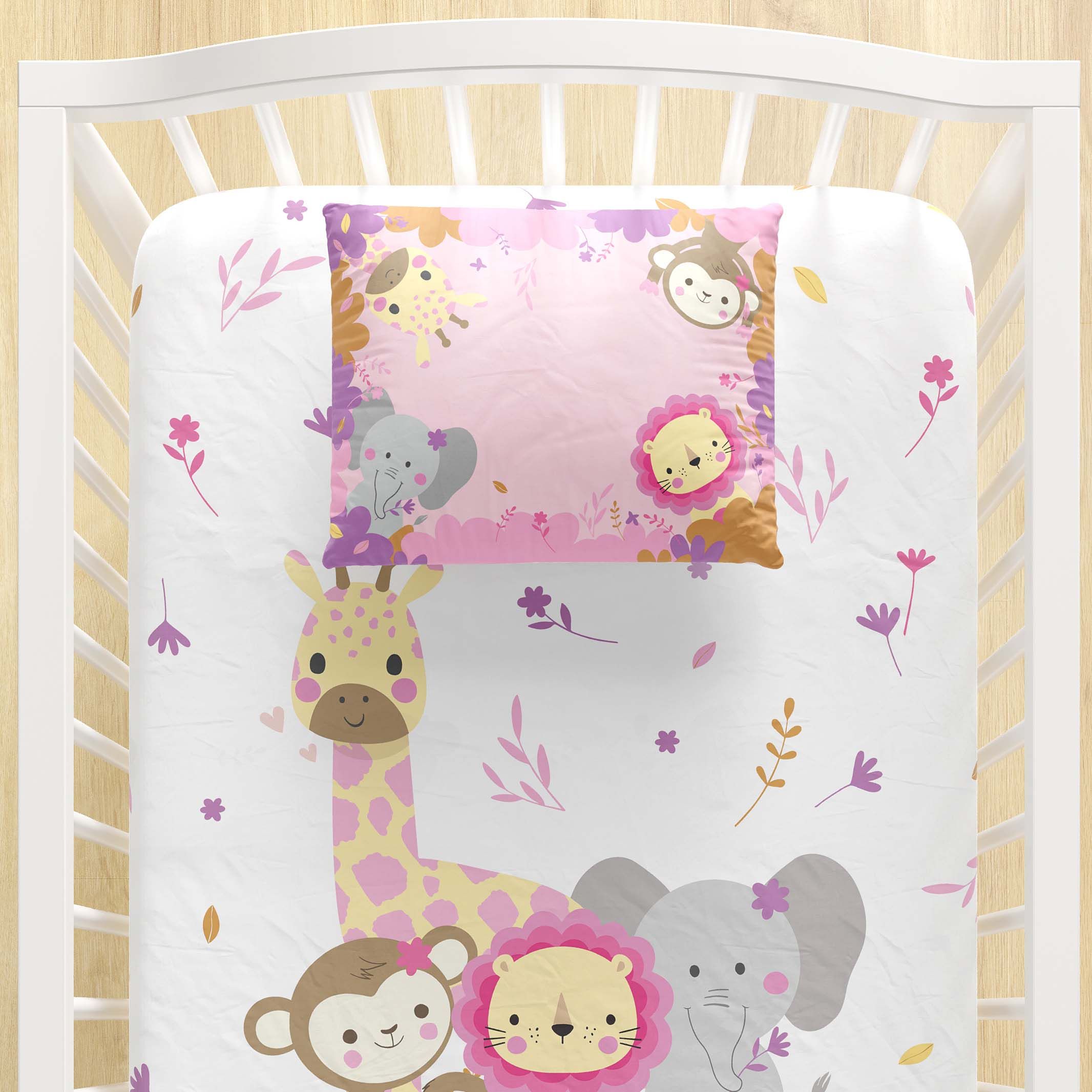 Jogo de Lençol Berço Animais Selva Baby