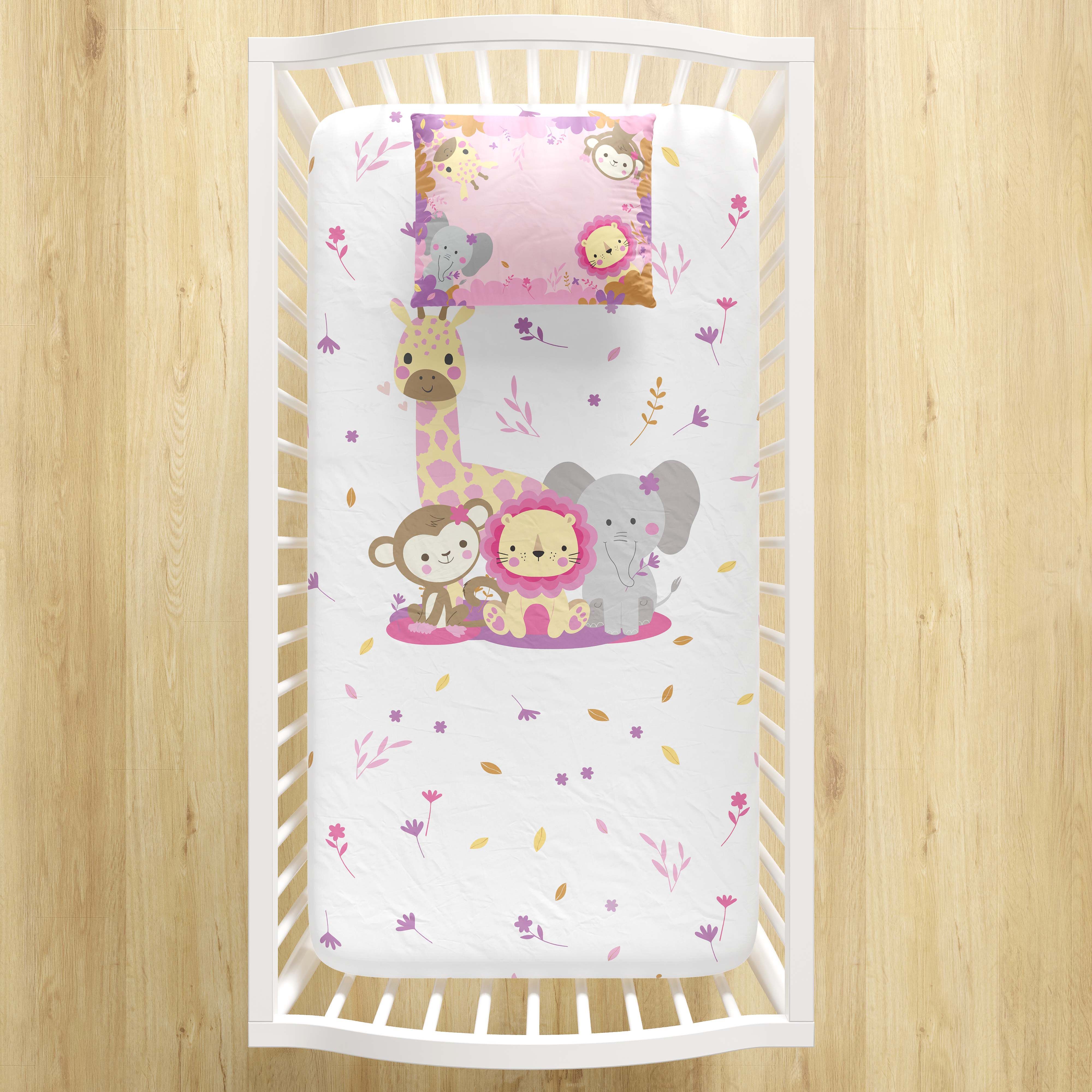 Jogo de Lençol Berço Animais Selva Baby