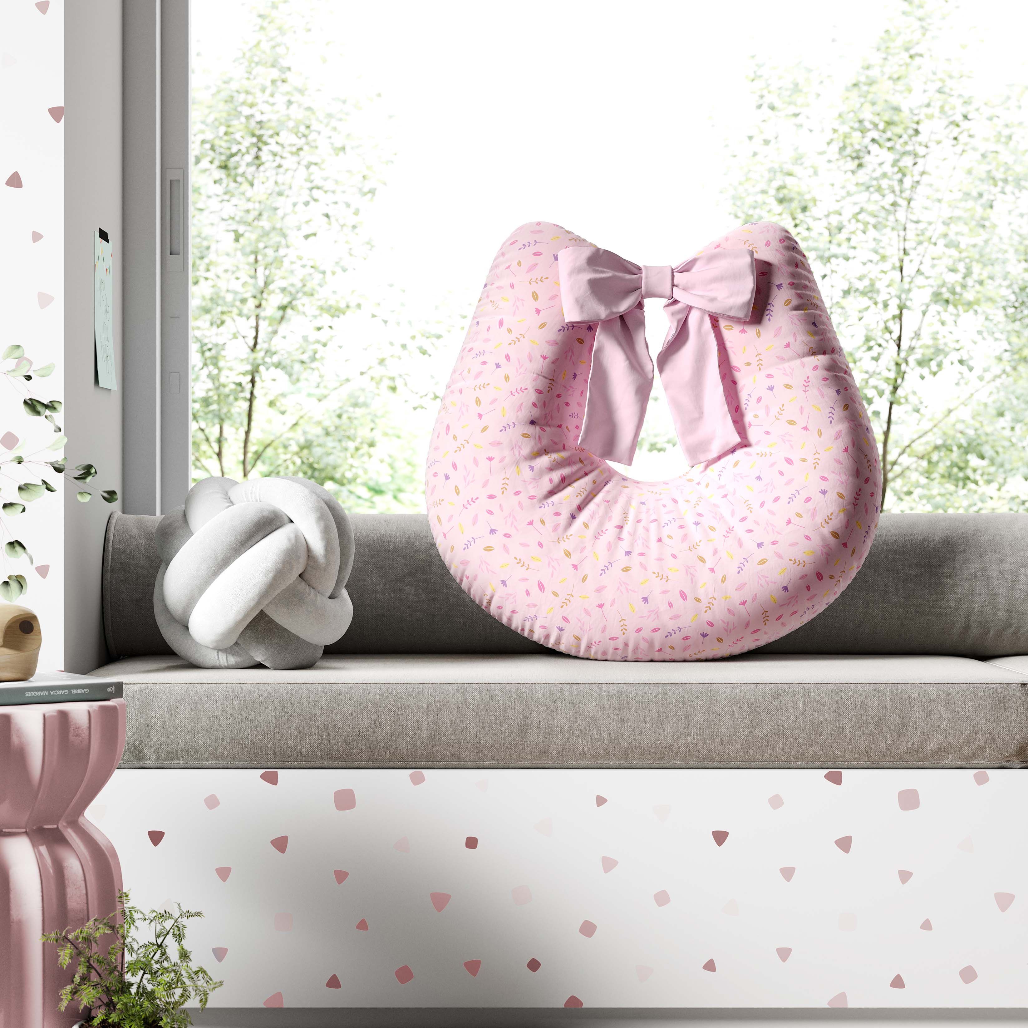 Almofada Amamentação Folhas Selva Baby Rosa