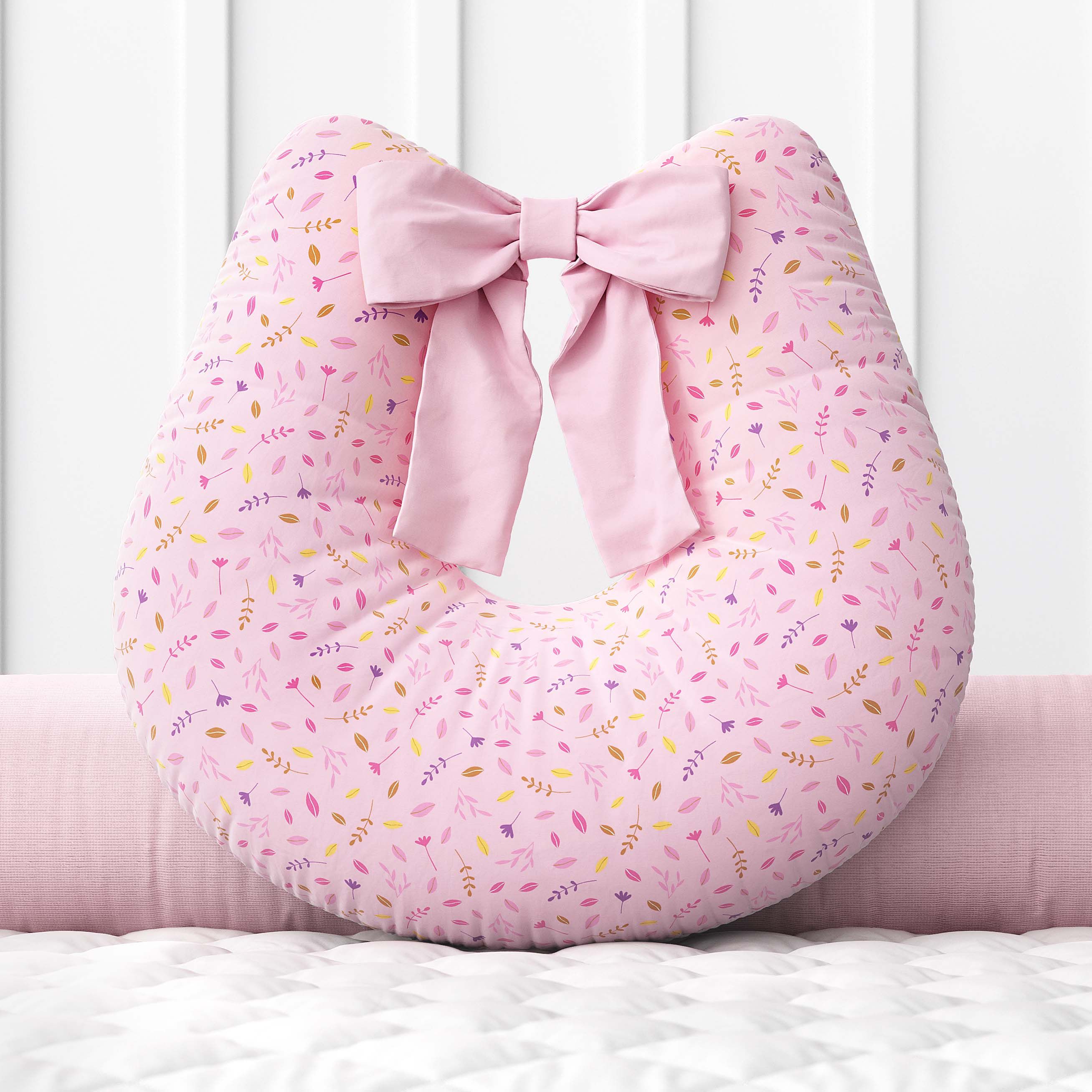 Almofada Amamentação Folhas Selva Baby Rosa