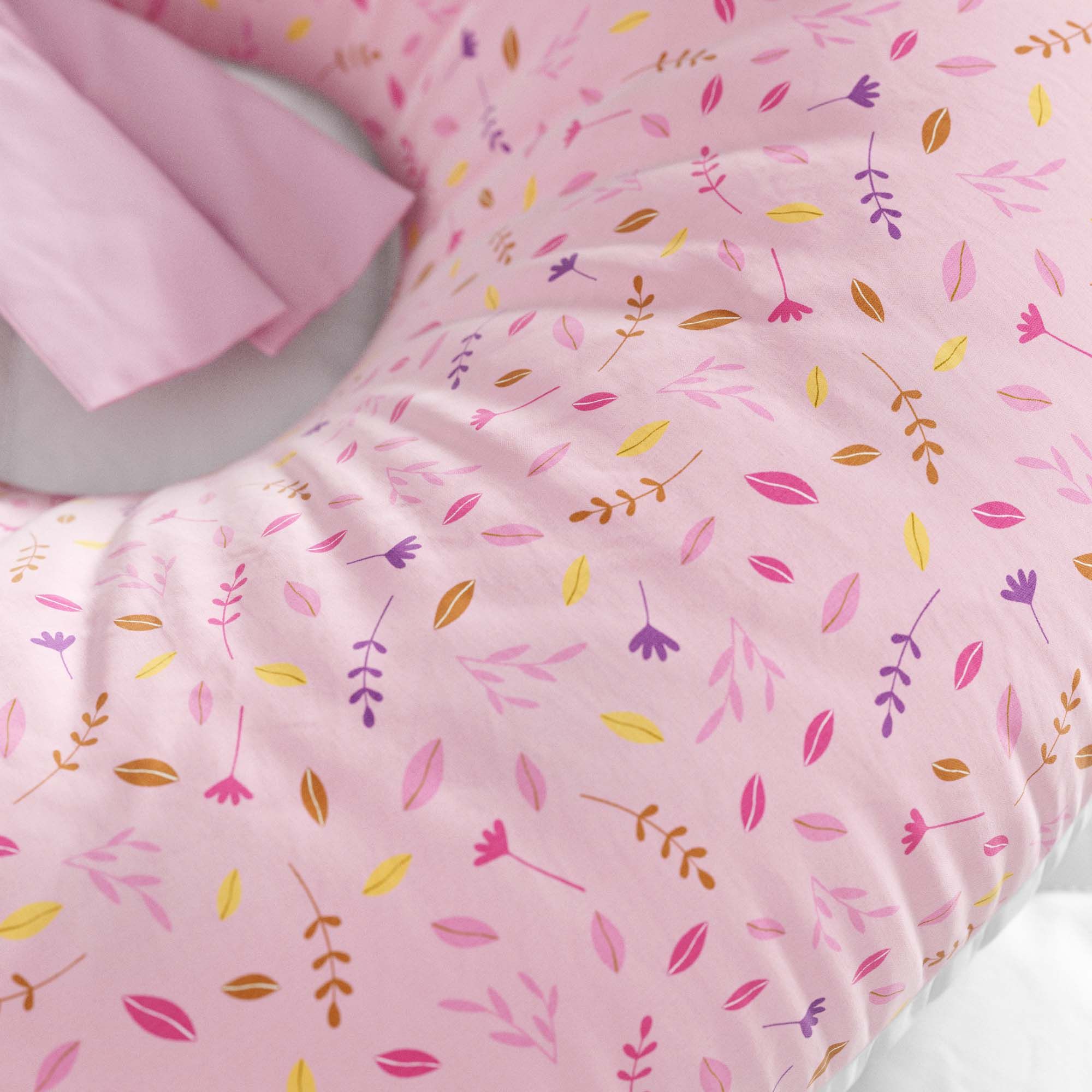 Almofada Amamentação Folhas Selva Baby Rosa