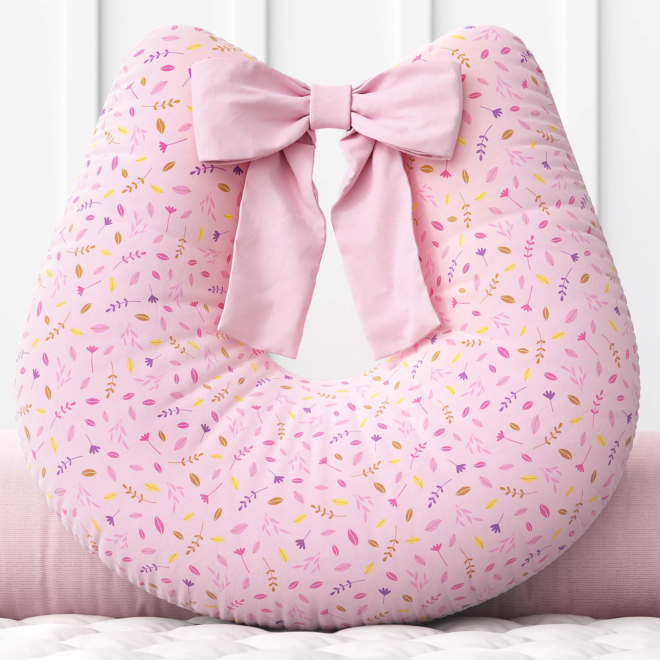 Almofada Amamentação Folhas Selva Baby Rosa
